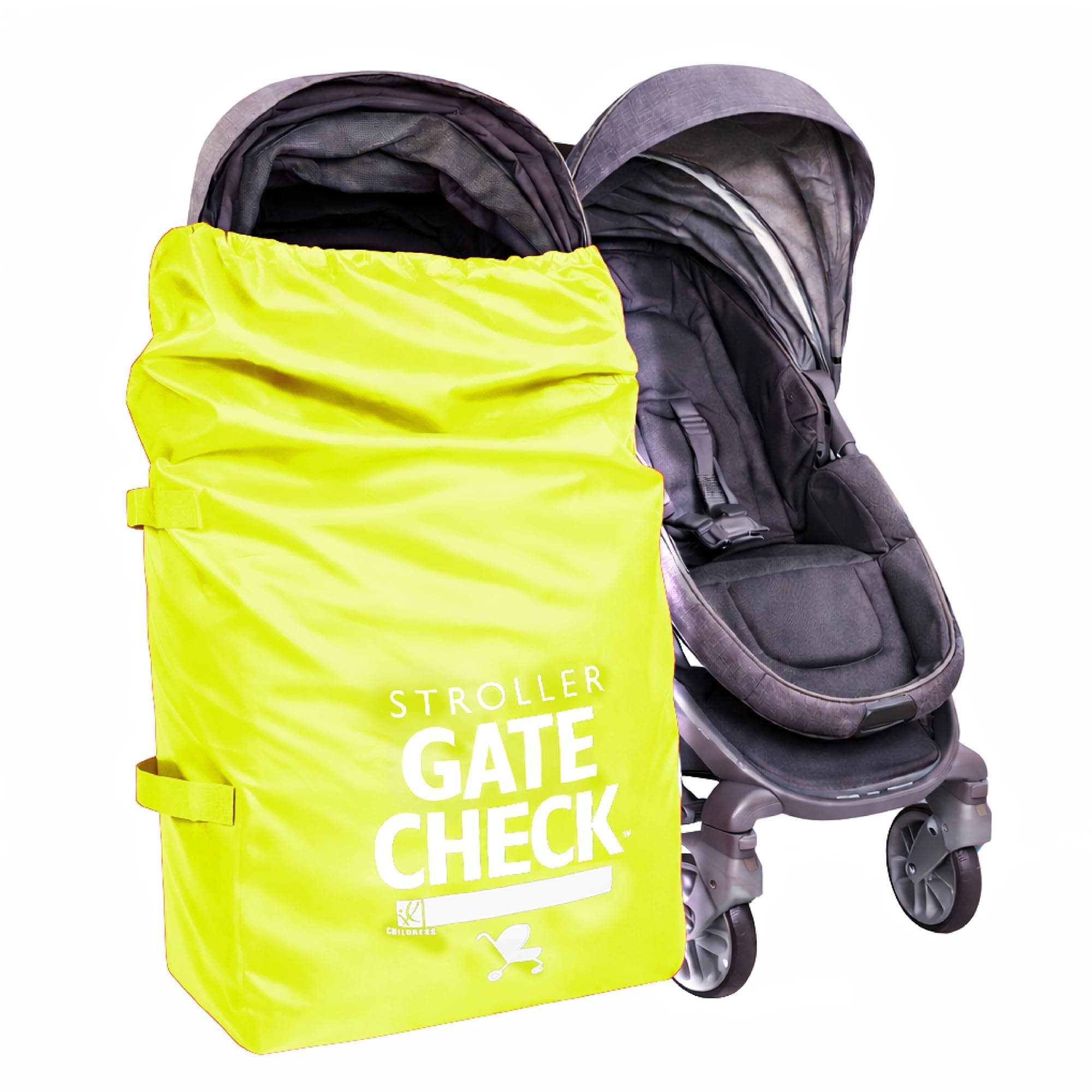 J.L. Childress Gate Check Travel Bag for Single & Double Stroller, Neon Yellow