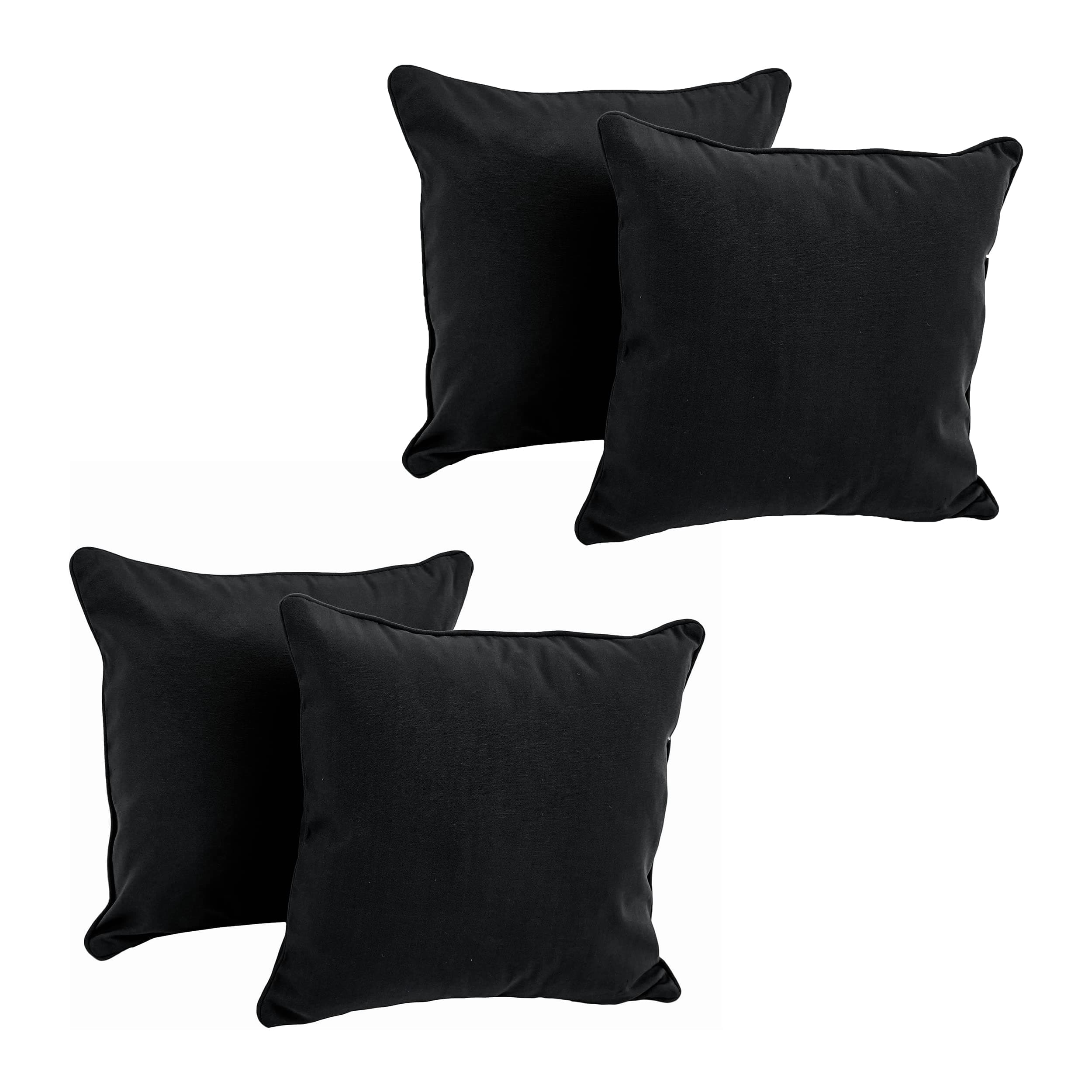 Blazing Needles Corded Twill Square Throw Pillow, 18", Black 4 Count