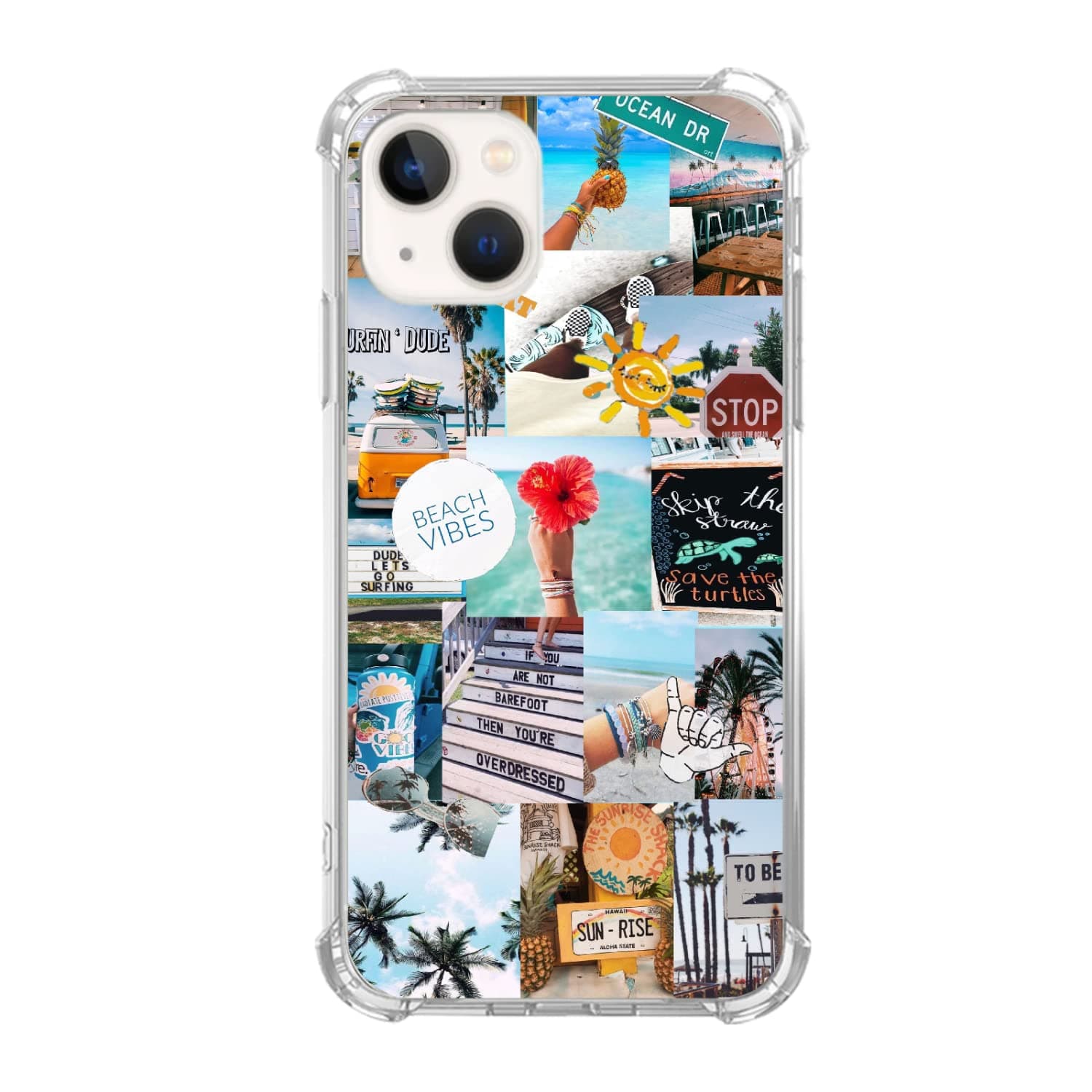 Veakgpligo Summer Aesthetic Case Compatible with iphone 13, Summer Beach Case for Girl Women Men,Unique Soft TPU Bumper Case Cover