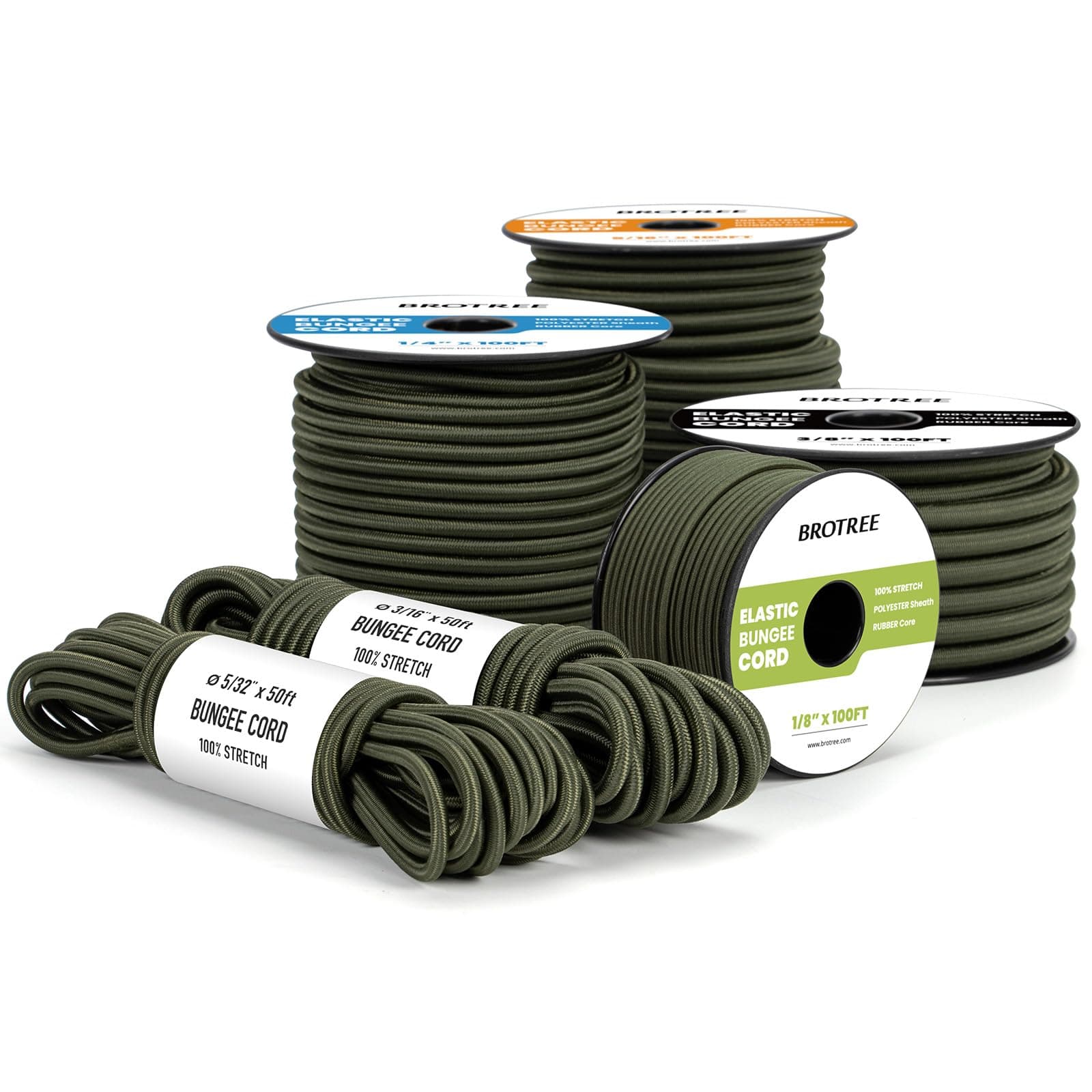 Brotree Bungee Cords 5/32" x 10ft Elastic Shock Cord 100% Stretch Cord