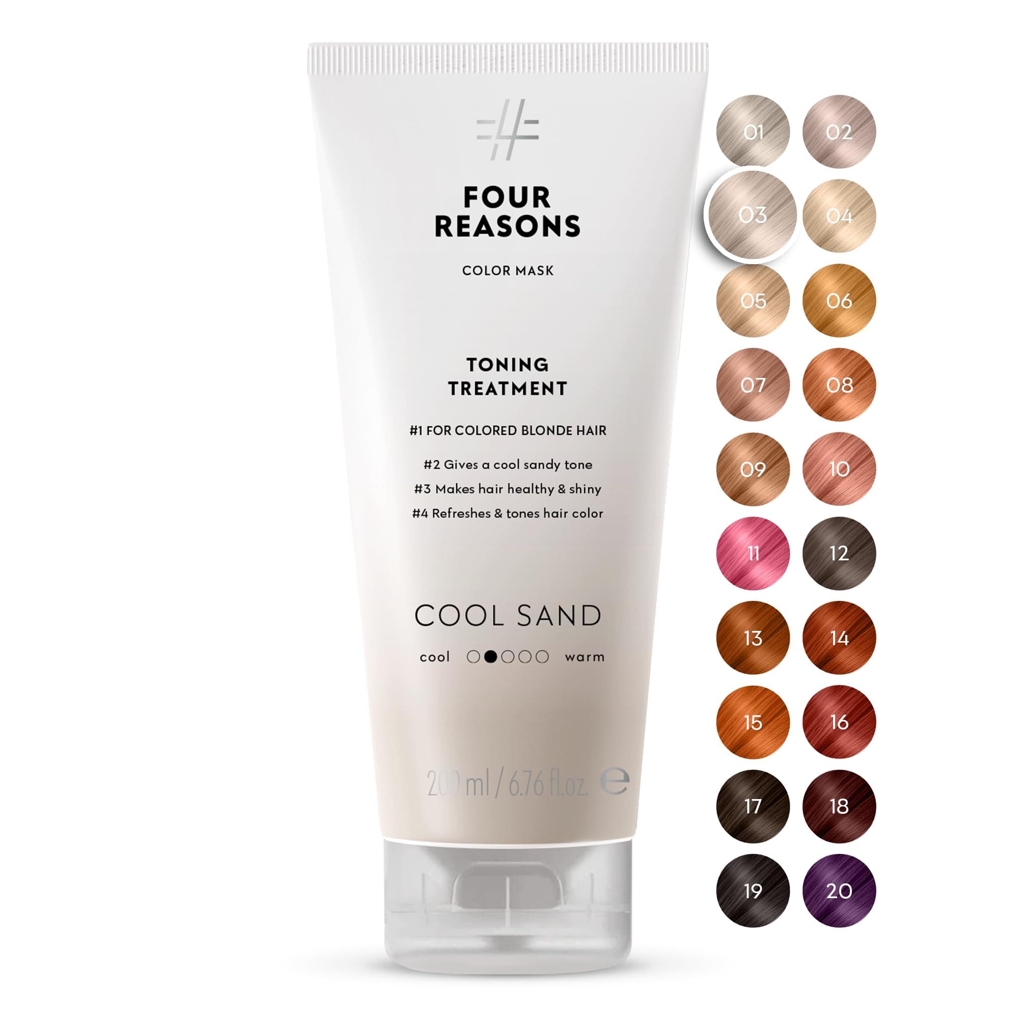 FOUR REASONS Color Mask, Cool Sand Blonde (27 Colors) – Hair Gloss & Color Depositing Conditioner – Semi Permanent Hair Toner for Color-Treated Hair Color For Women – Vegan & Cruelty-Free – 200 ml