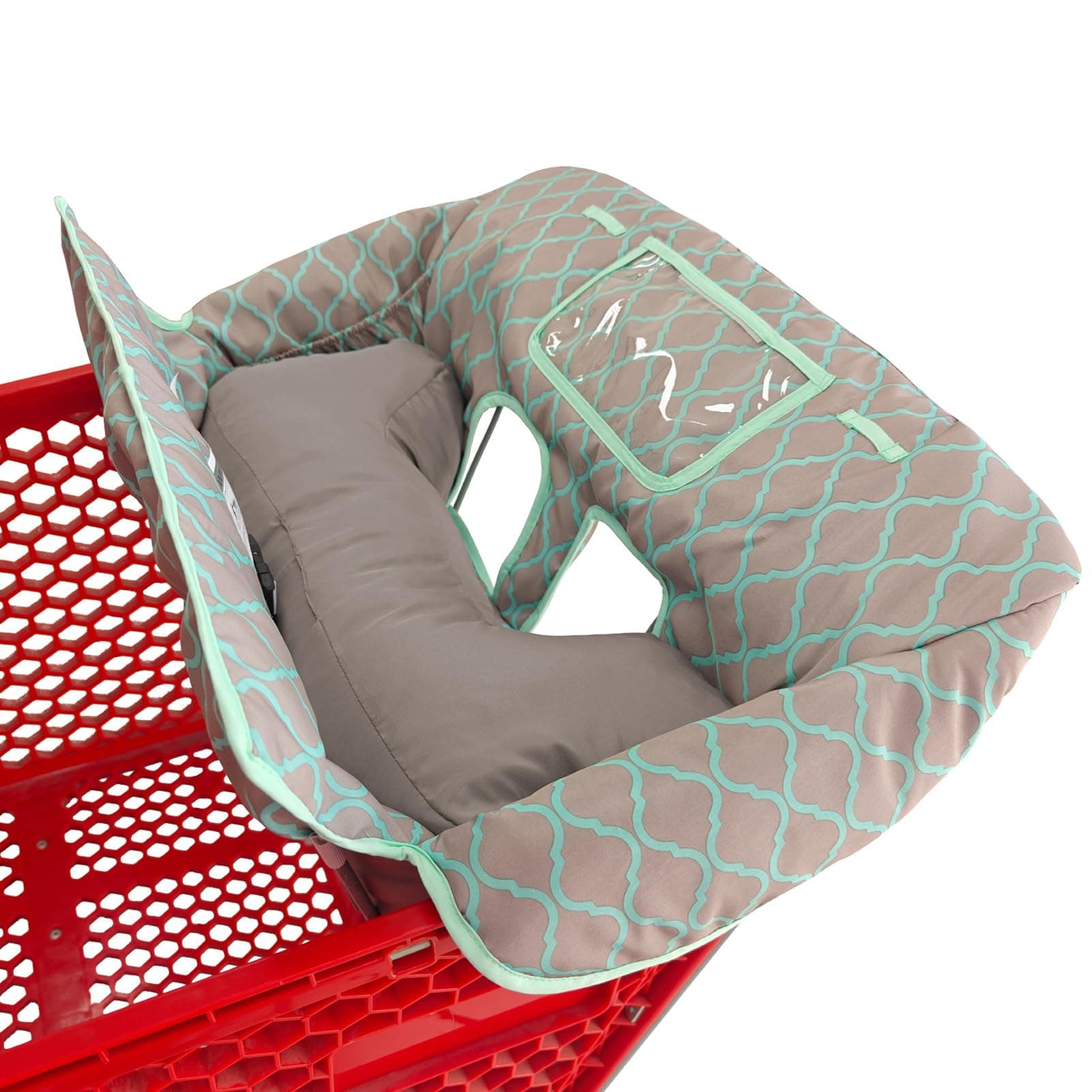 Soft Pillow Attached 2-in-1 Shopping Cart and High Chair Cover for Baby~Padded~Fold'n Roll Style~Portable with Free Carry Bag (Grid)