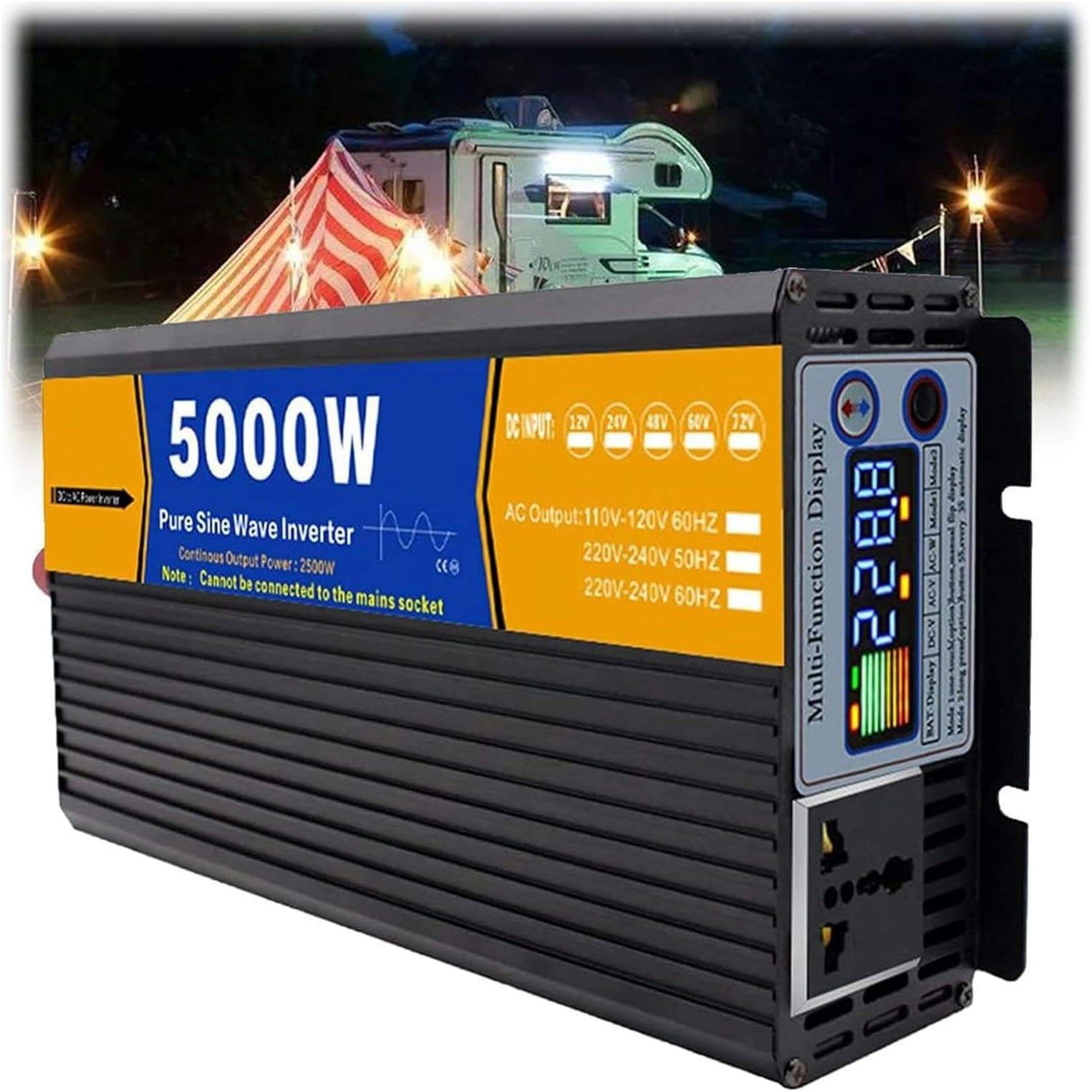 5000W DC 12V/24V/48V/60V/72V Pure Sine Wave Inverter Charger DC Input AC Output 120V/240V Low Frequency Solar Power Inverter Converter