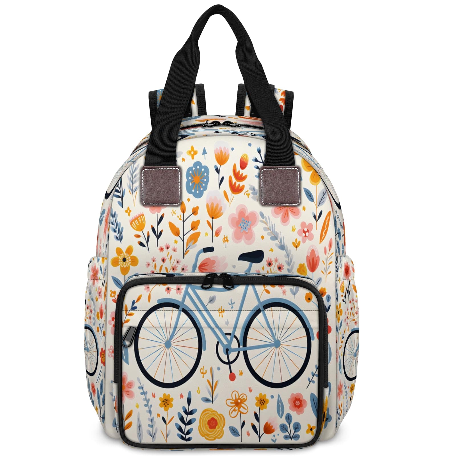 CNNINGYI Diaper Bag Backpack, Bicycle Cycling Backpack Travel Outdoor Mom Bag, Newborn Baby Nursing Bags, New Mom Dad Gift, Colorful Flowers