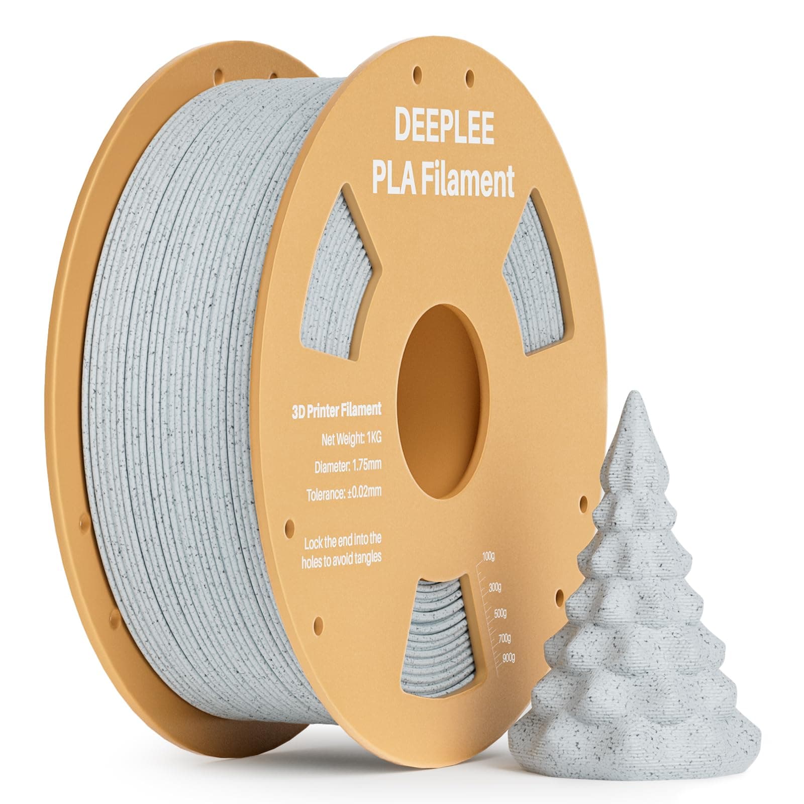 DEEPLEE PLA 1.75mm 3D Printer Filament, Dimensional Accuracy +/- 0.02mm, Neatly Wound, No Clogging, Vacuum Package, Fits for Most FDM 3D Printers, 1kg Marble