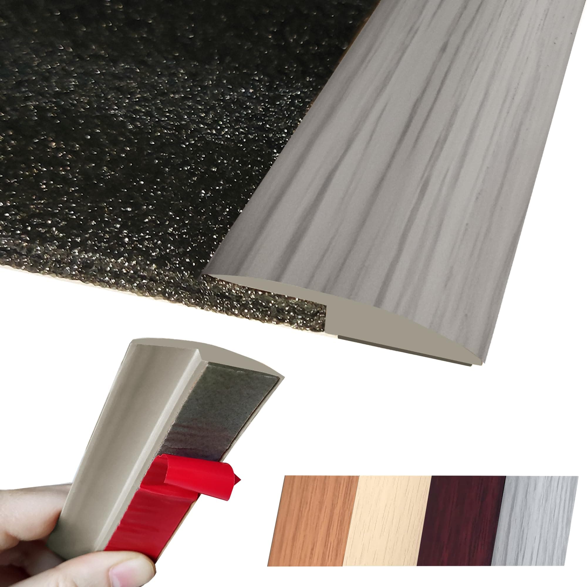 Floor Transition Strip Self Adhesive Carpet Wood Tile Vinyl Flooring Laminate Transition Cover Edge Trim Gap Doorway Threshold for Uneven Floors Heights Within 5 mm (40"(100cm), Gray Forest)