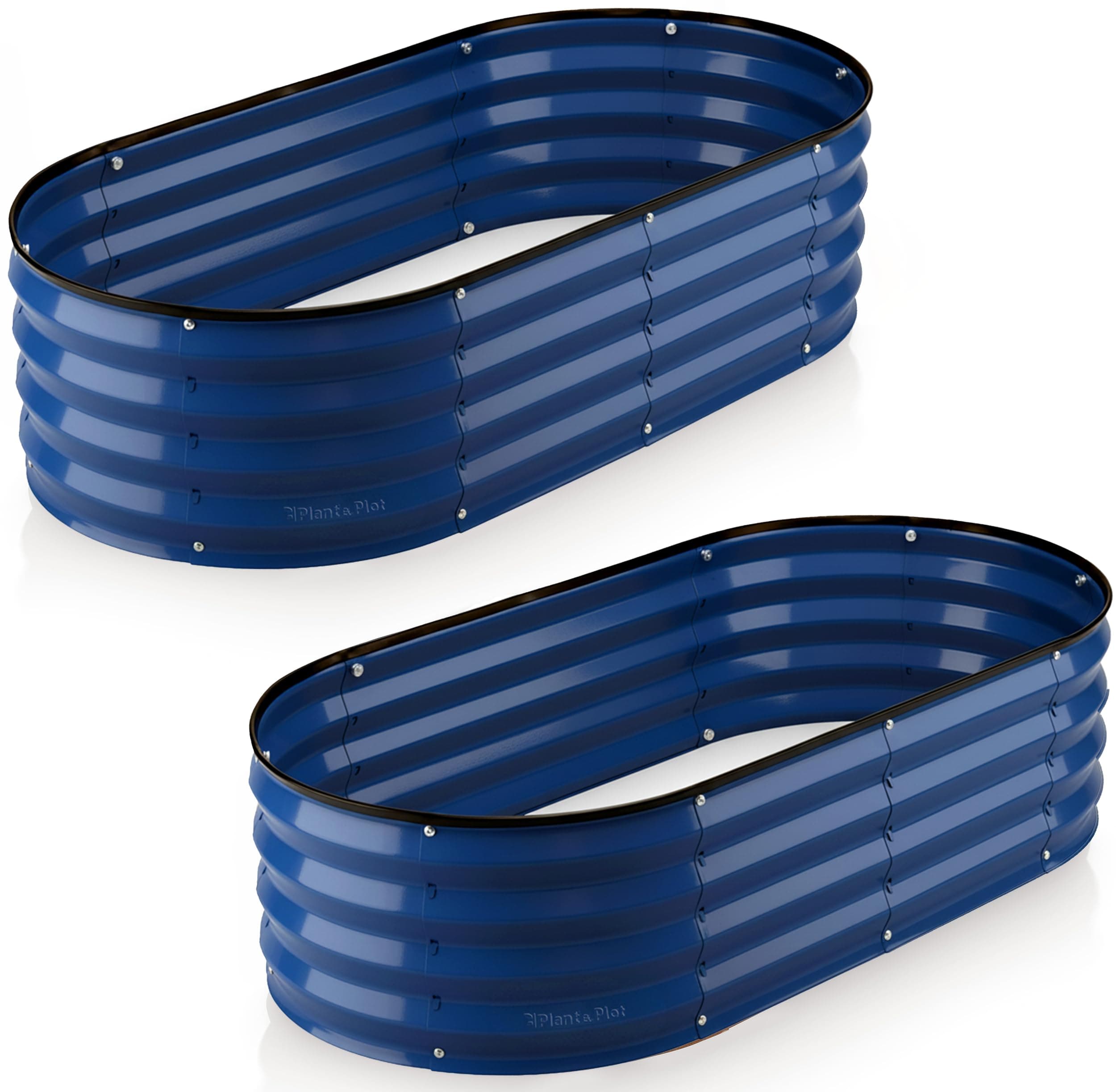 Plant & Plot Galvanized Raised Garden Beds Outdoor // 4×2×1 ft (2-Pack) Planter Raised Beds for Gardening, Vegetables, Flowers // Large Metal Garden Box // Patented Tool-Free Design (Navy)