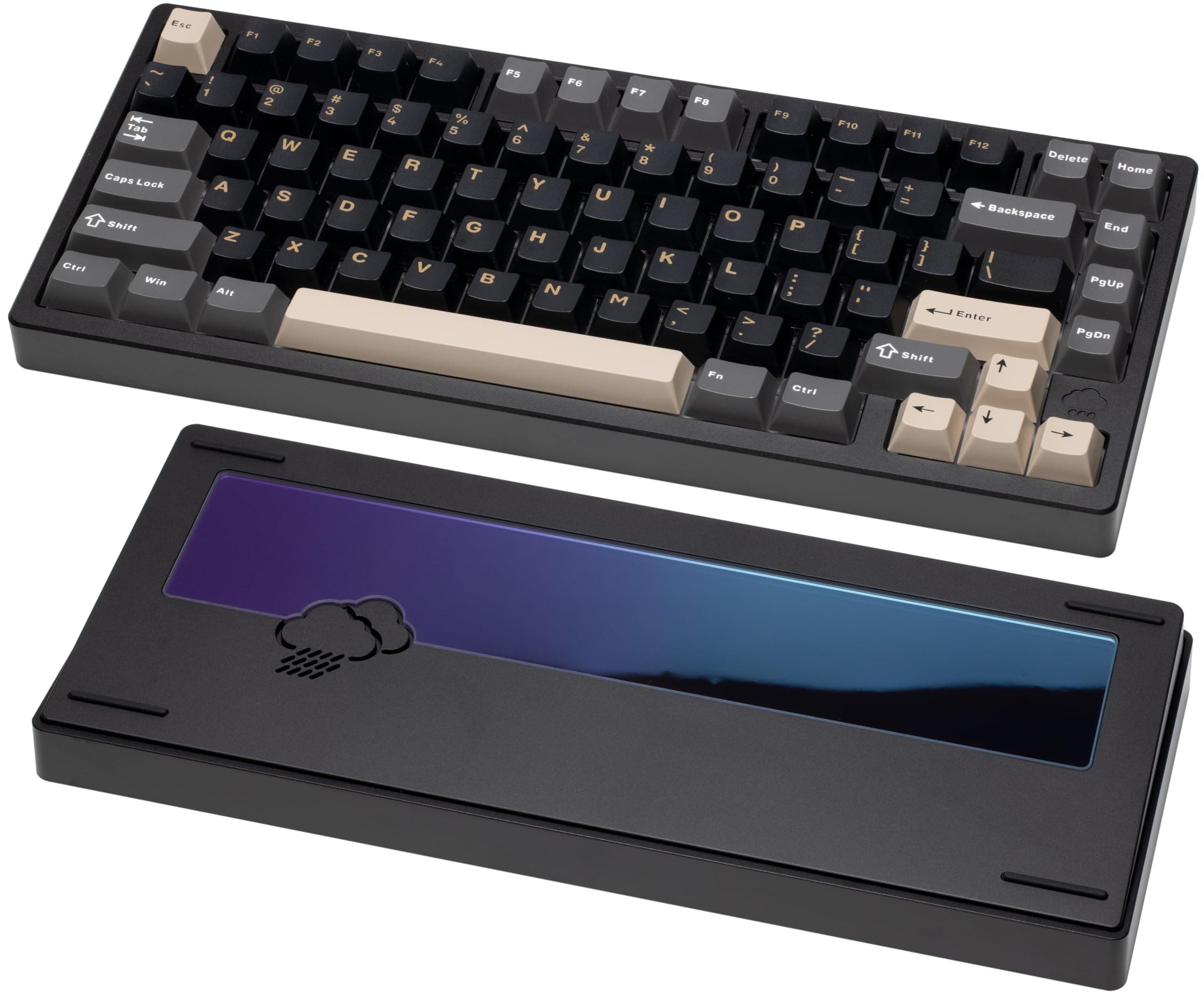 KEEBMONKEY WOBKEY Rainy 75 Aluminum HMX/JWK Switches Mechanical Keyboard with Superior Acoustics, Wired, BT, 2.4G Wireless Connectivity, RGB/PP/Gradient Glass/3500mAh/Violet Switch (Standard - Black)