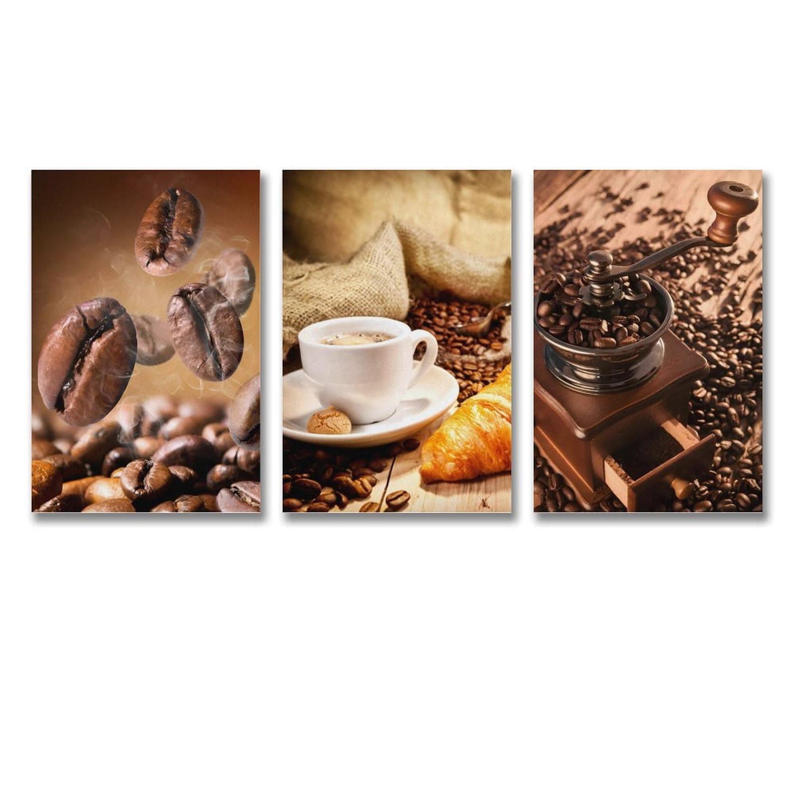3 Panel Coffee Kitchen Wall Art Vintage Creative Coffee Bean Picture Coffee Cup Canvas Print Cafe Restaurant Decor Suitable for Kitchen Bar Club Decoration Gift 3 Panel Coffee Kitchen Wall Art Vintage