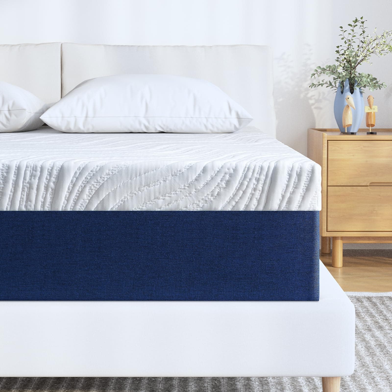 Slomix 6 Inch Gel Memory Foam and Pressure Relieving Blue Queen Mattress