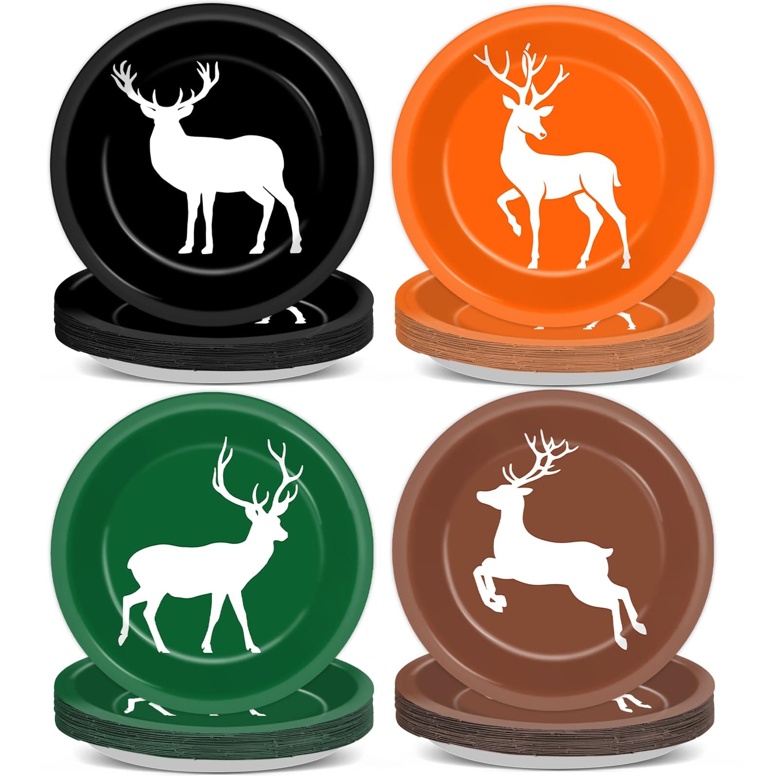 CHUNNIN 48Pcs Hunting Themed Party Paper Plates Next Camo Party Supplies 7" Deer Hunt Birthday Disposable Dessert Plate for Forest Gone Camo Theme Birthday Shower Decorations Favors