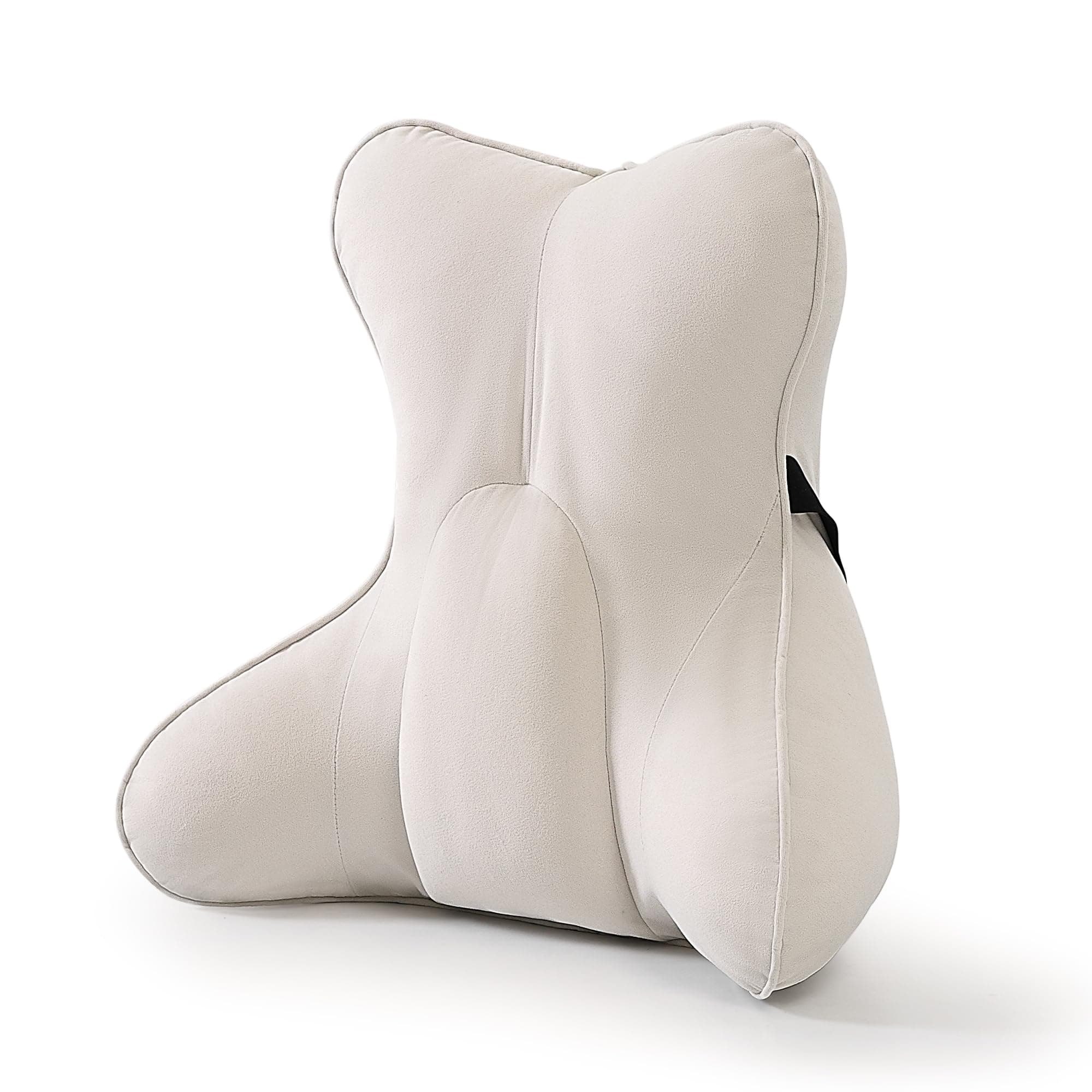 Ailuteie Lumbar Support Pillow – Multi-Functional Ergonomic Back Cushion for Office Chair, Car Seat & Sofa, Reading Pillow with Firm Multi-Zone Support to Relieve Lower Back Pain,Misty White