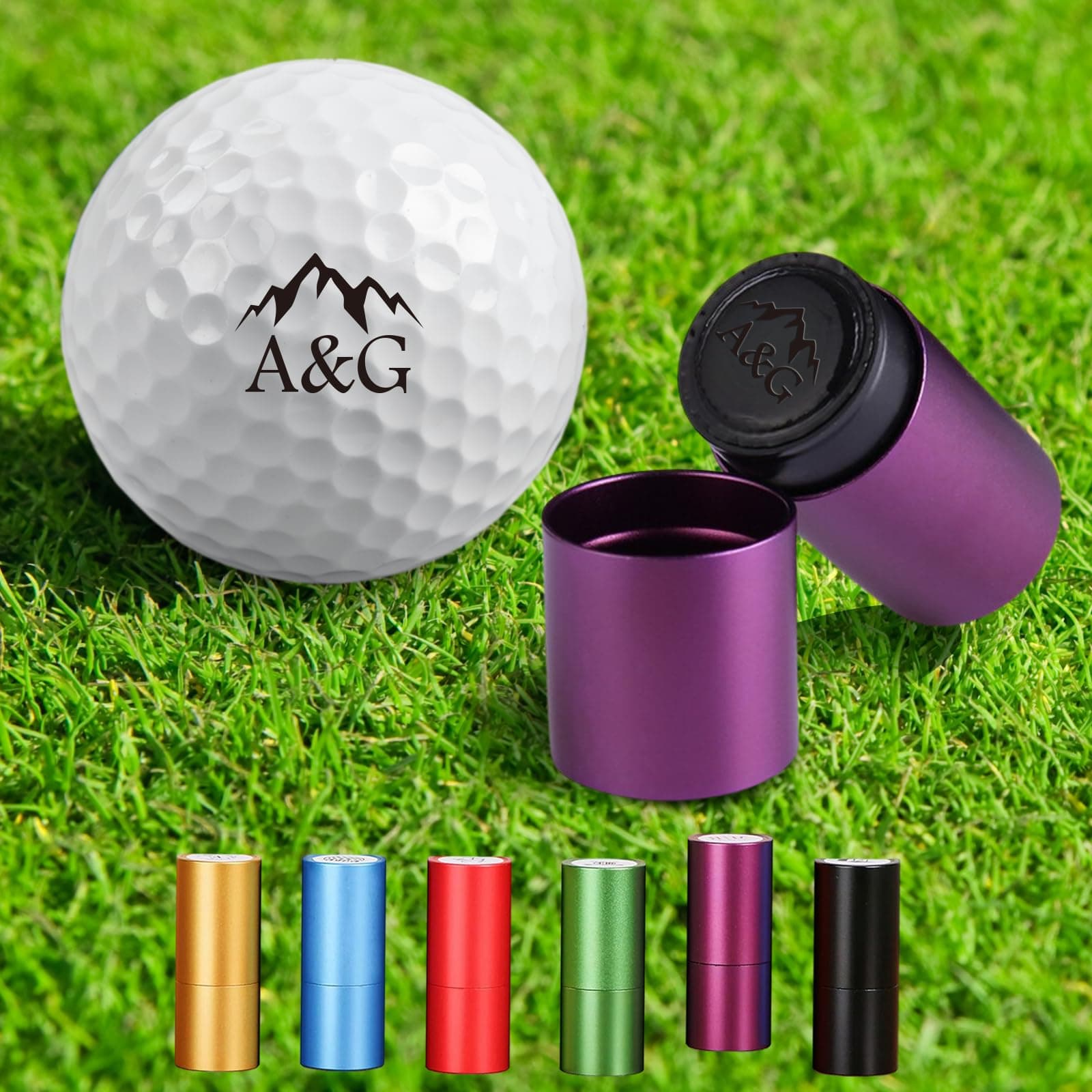 Sunamd Personalized Golf Ball Stamp, Custom Golf Ball Marker Stamp with Name, Waterproof Golf Ball Stamper for Golfers, Create a Unique Mark on Golf Balls, Golf Accessories, Personalized Gifts(Purple)