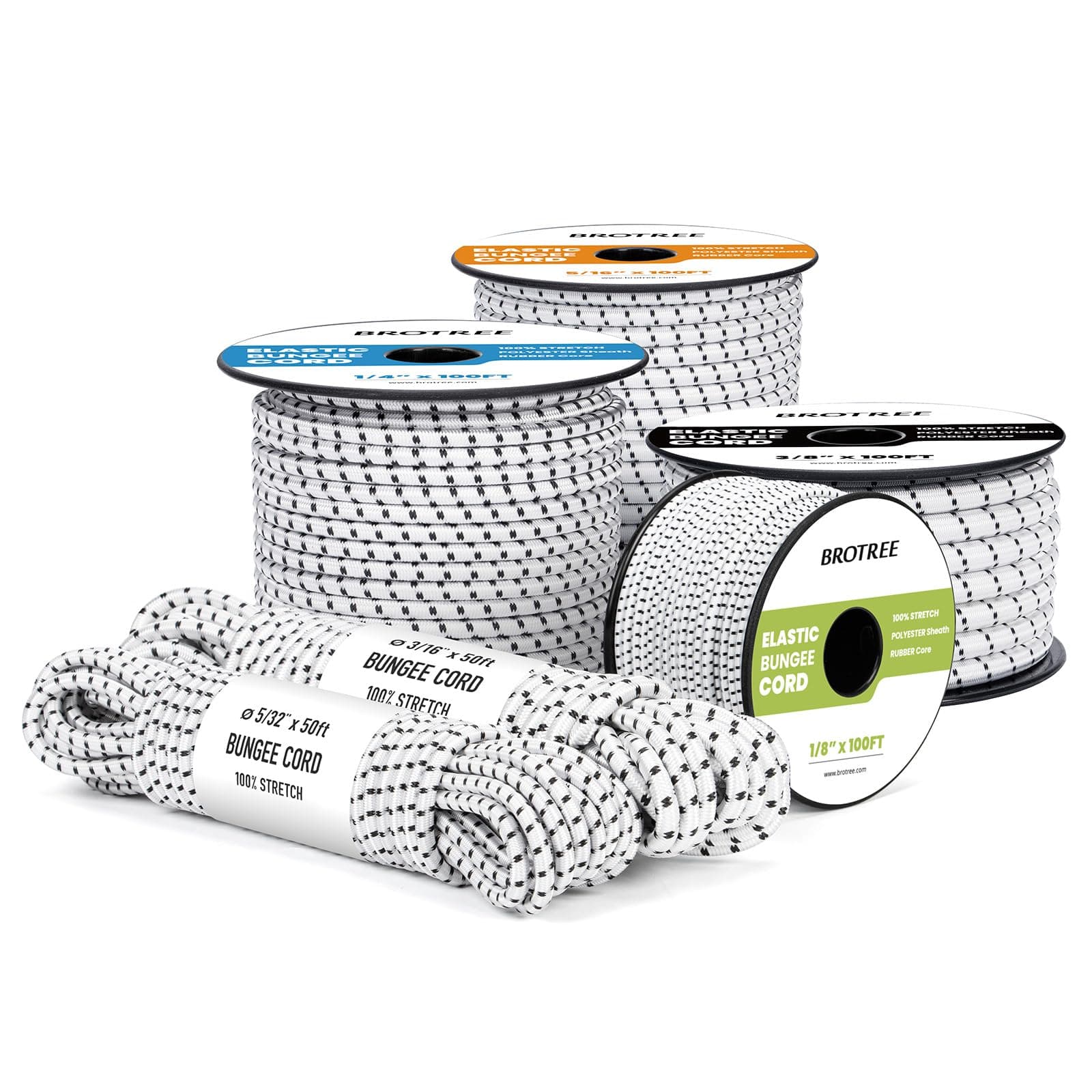 Brotree Bungee Cords 5/32" x 10ft Elastic Shock Cord 100% Stretch Cord