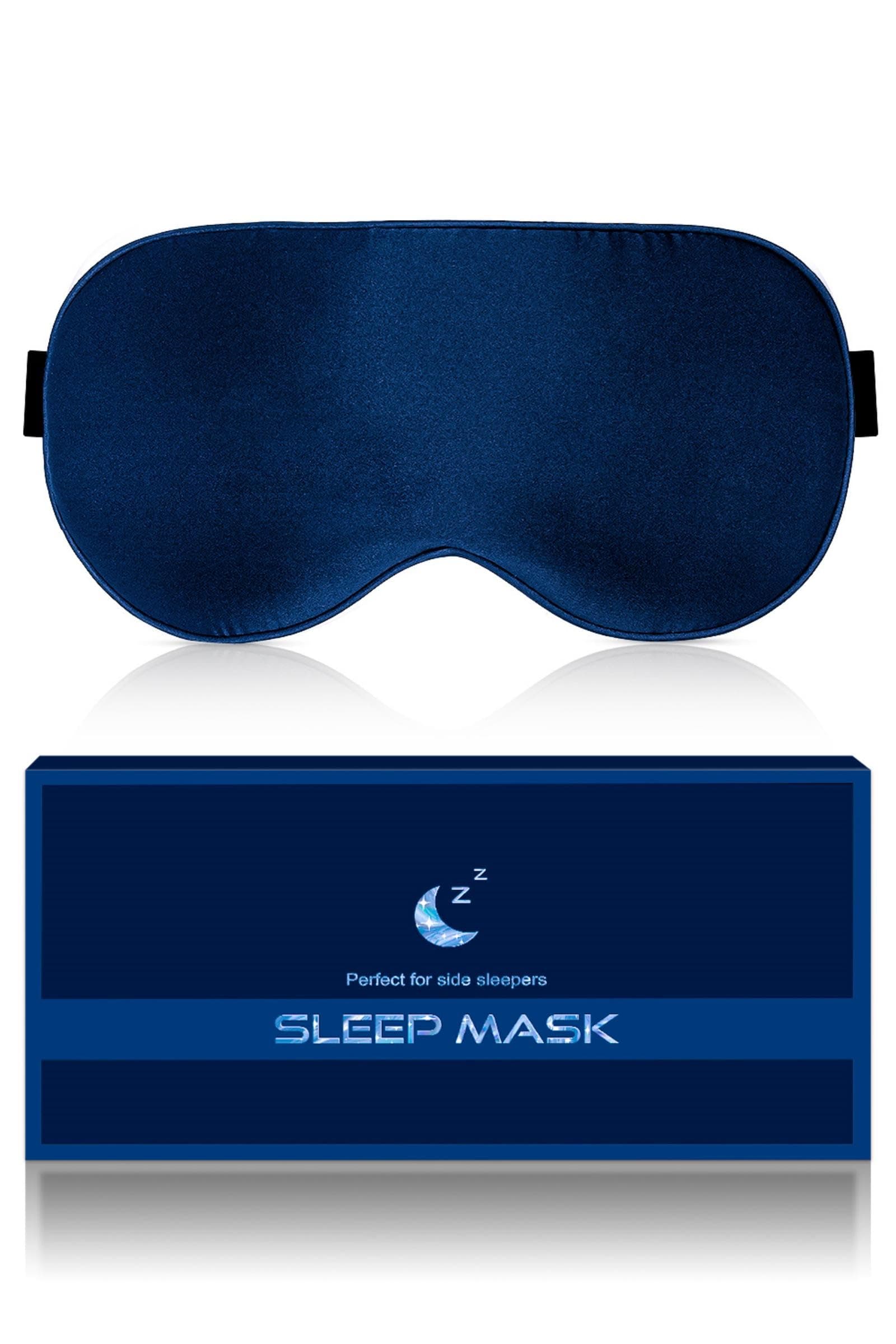 Aosun Silk Sleep Mask, 22-Momme 100% Pure Mulberry Silk Light-Blocking Eye Mask with Adjustable Strap, Hypoallergenic, Gifts for Women and Men (Blue)