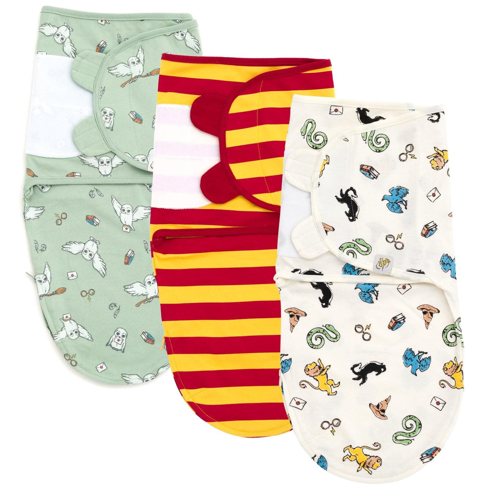 Harry Potter Hedwig Owl Newborn Baby Boys 3 Pack Swaddle Sacks Green/Maroon White 3-6 Months