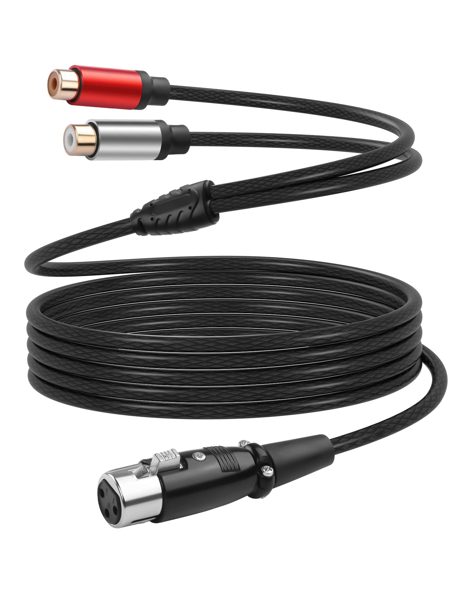 CERRXIAN 3 Pin XLR Female to 2 RCA Female Y Splitter Adapter Cable, Unbalanced XLR to Dual RCA Microphone Stereo Audio Interconnect Cable Patch Cord (6.5FT/2M)