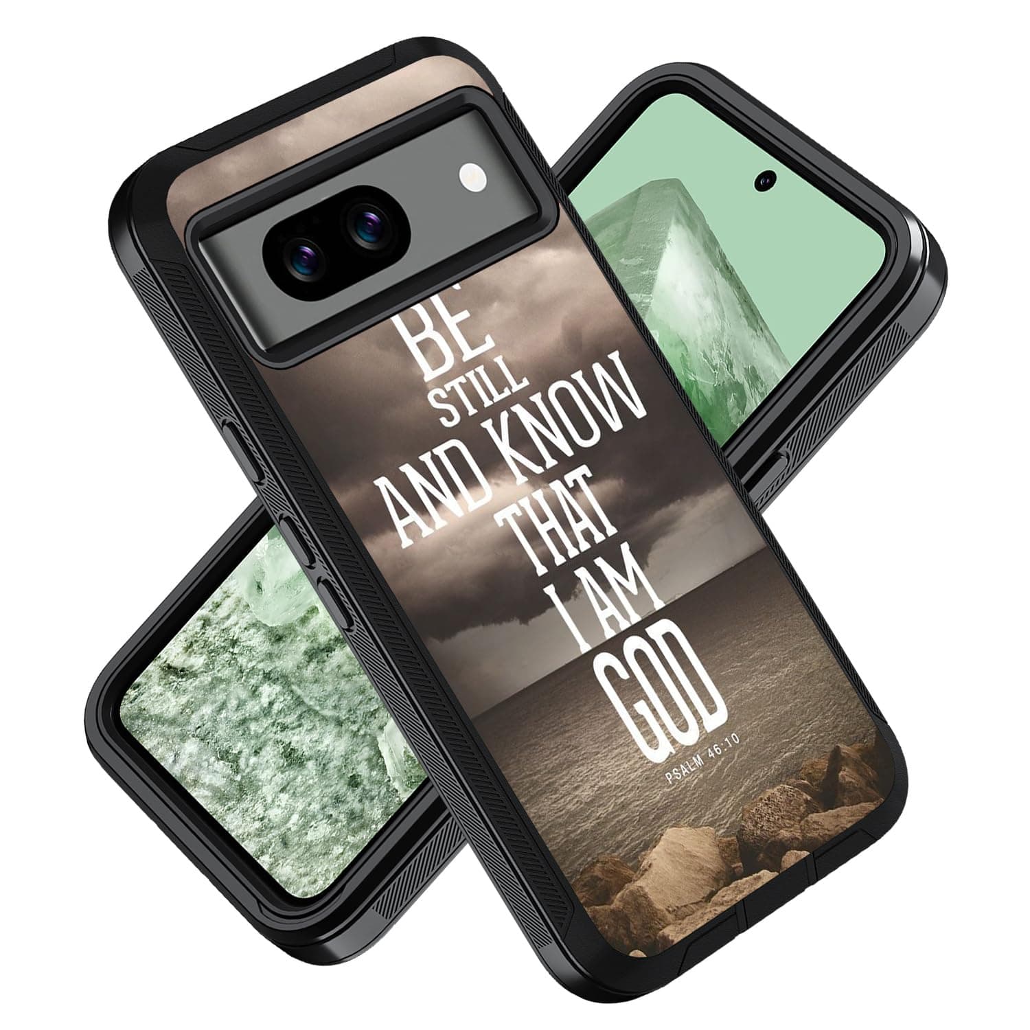 ZXHSBROK for Google Pixel 8a Phone Case, Military Grade Heavy Duty 3-Layer Shockproof Drop Protective Cover for Google Pixel 8a (6.1", 2024), Christian Cross Bible Verse Psalm 46:10