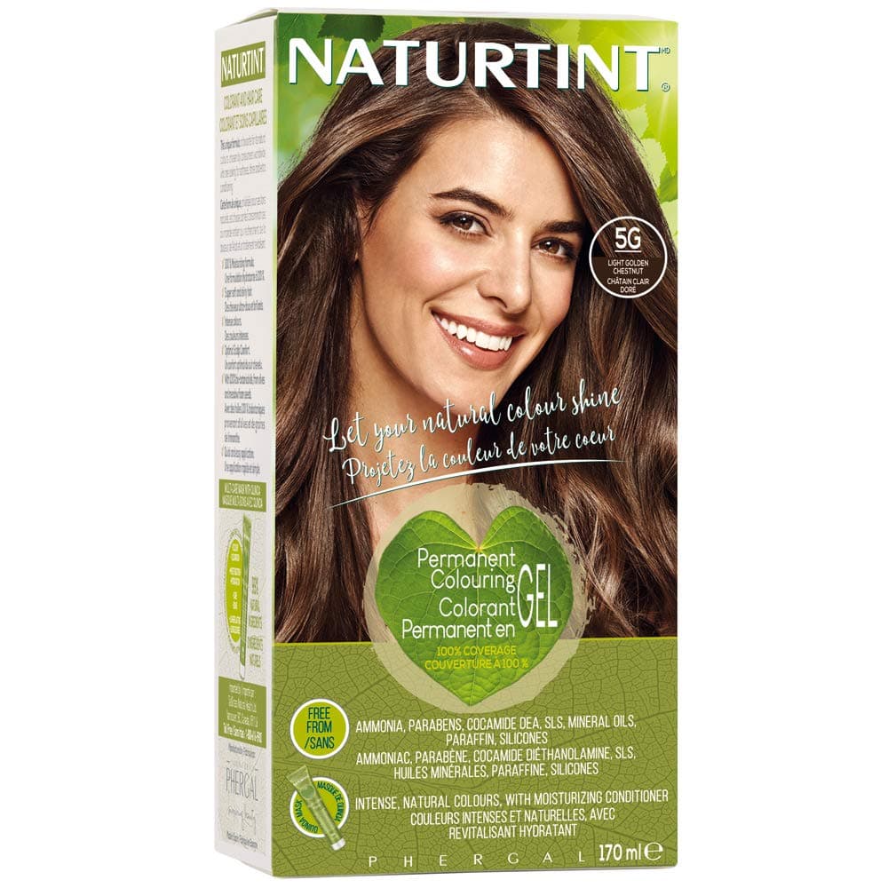 NATURTINT Permanent Hair Dye Colour Gel | Natural Ammonia Free Hair Color for Women| 100% Gray Coverage | Vegan and Cruelty Free Hair Dye Colour for Women | Light Golden Chestnut | Code 5G