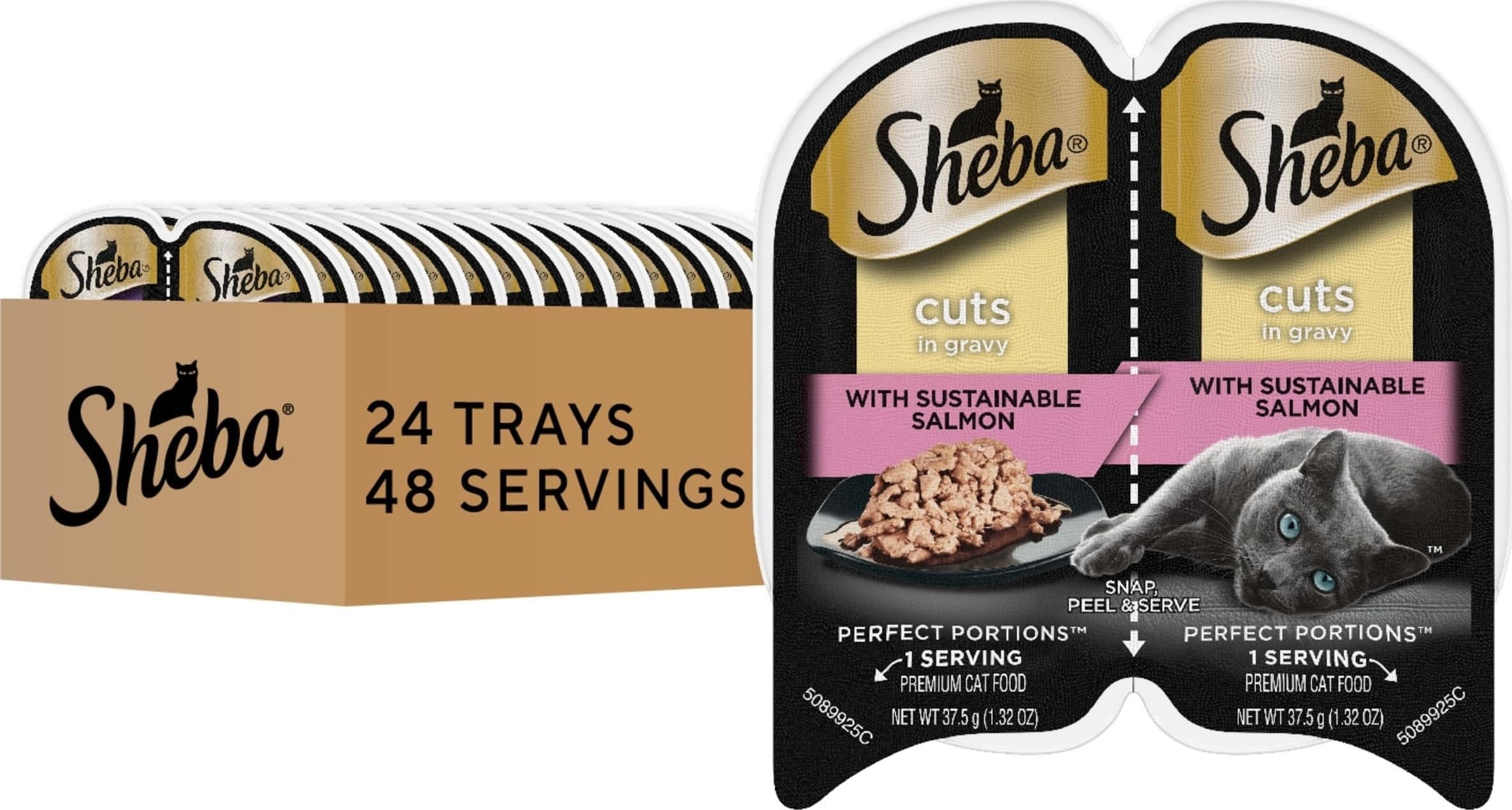 Sheba Perfect Portions Cuts Wet Cat Food, Sustainable Salmon, 2.6 oz, 24 ct