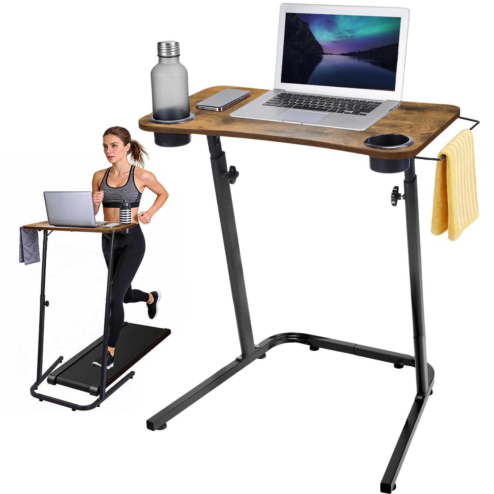 VTORY Treadmill Desk Height Adjustable Desk for Walking Pad 30"-47" Vintage