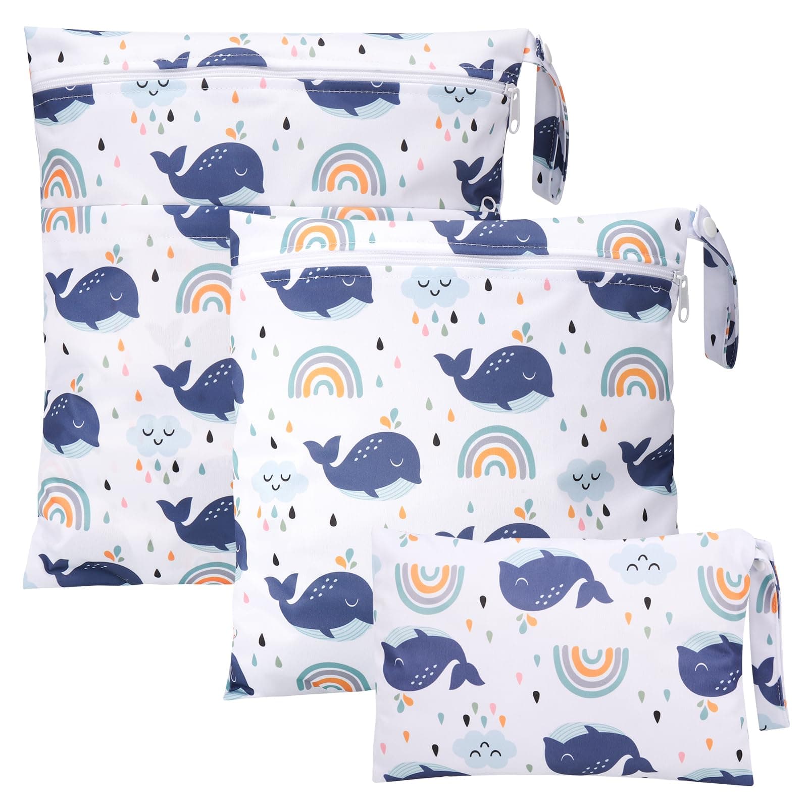 Yimomoyi 3Pcs Wet Dry Bags, Wet Bag, Reusable Wet Dry Bag with Zip, Waterproof Wet Bag for Swimming, Baby Nappy Wet Bag Wet Dry Bag Baby for Gym Swimming Travel Workout Beach Pool