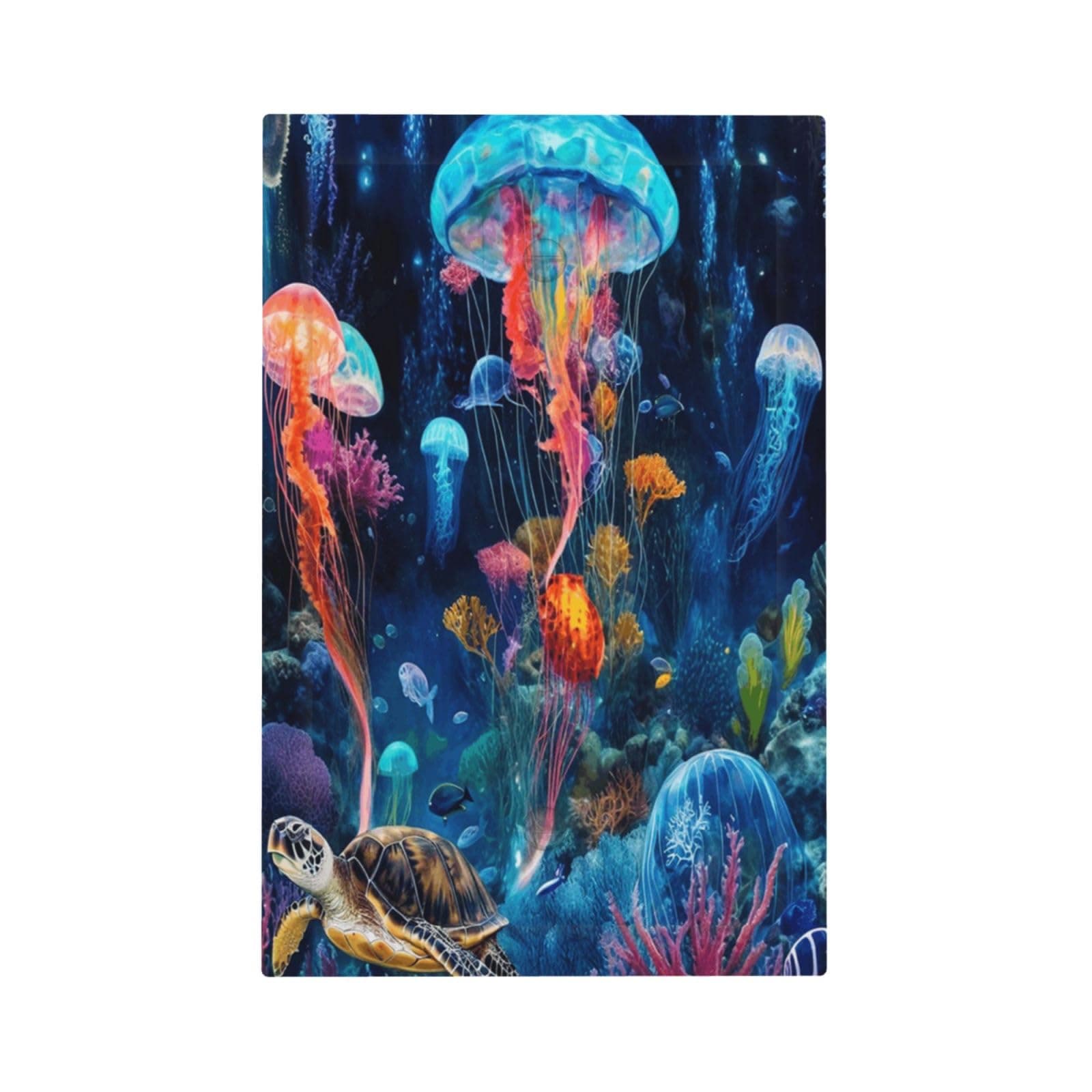 Jellyfish Sea Turtle Fantasy Ocean Coral Underwater World Light Switch Cover Plate 1 Gang No Device Blank Electrical Wall Plates Faceplate Decorative Switch Plate for Nursery Kids Room Decor