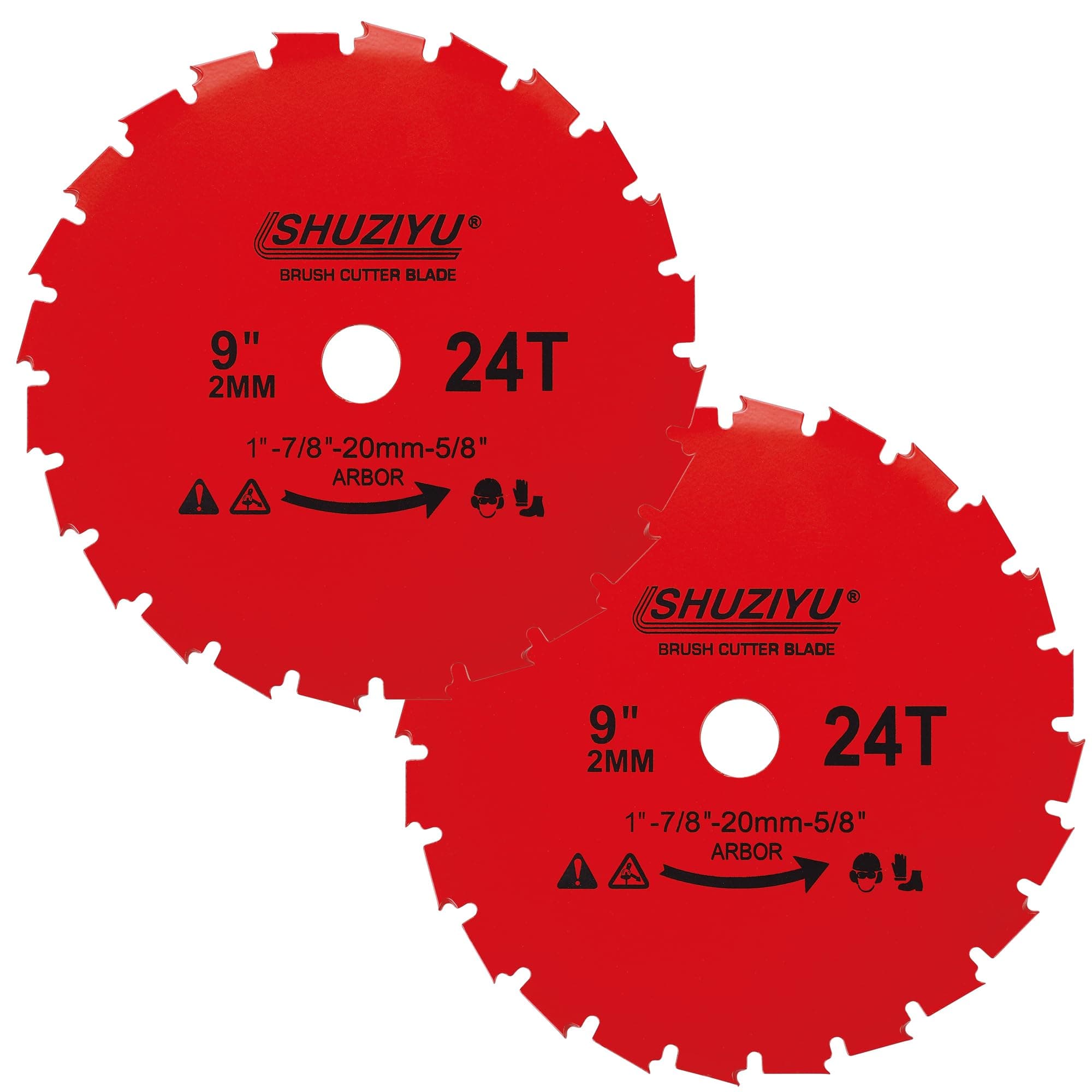 LSHUZIYU, 2-Pack, 9", 225x2mm-24T, Arbor 1" with Washer, Heavy Duty Brush Cutter Blade, Suitable for All Brand of Brush Cutter