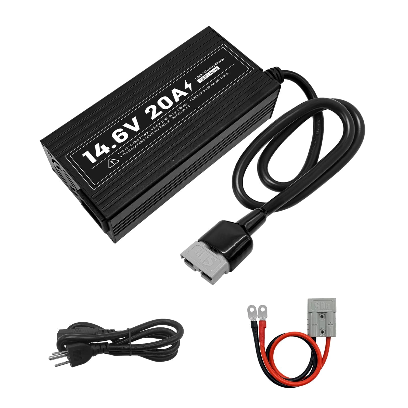 WannaPow 12V 20A Lithium Battery Charger 14.6V LiFePO4 Battery Charger Smart Charger with Anderson Connector Indicator Special for Lithium LiFePO4 Deep Cycle Rechargeable Batteries of Boat, RV
