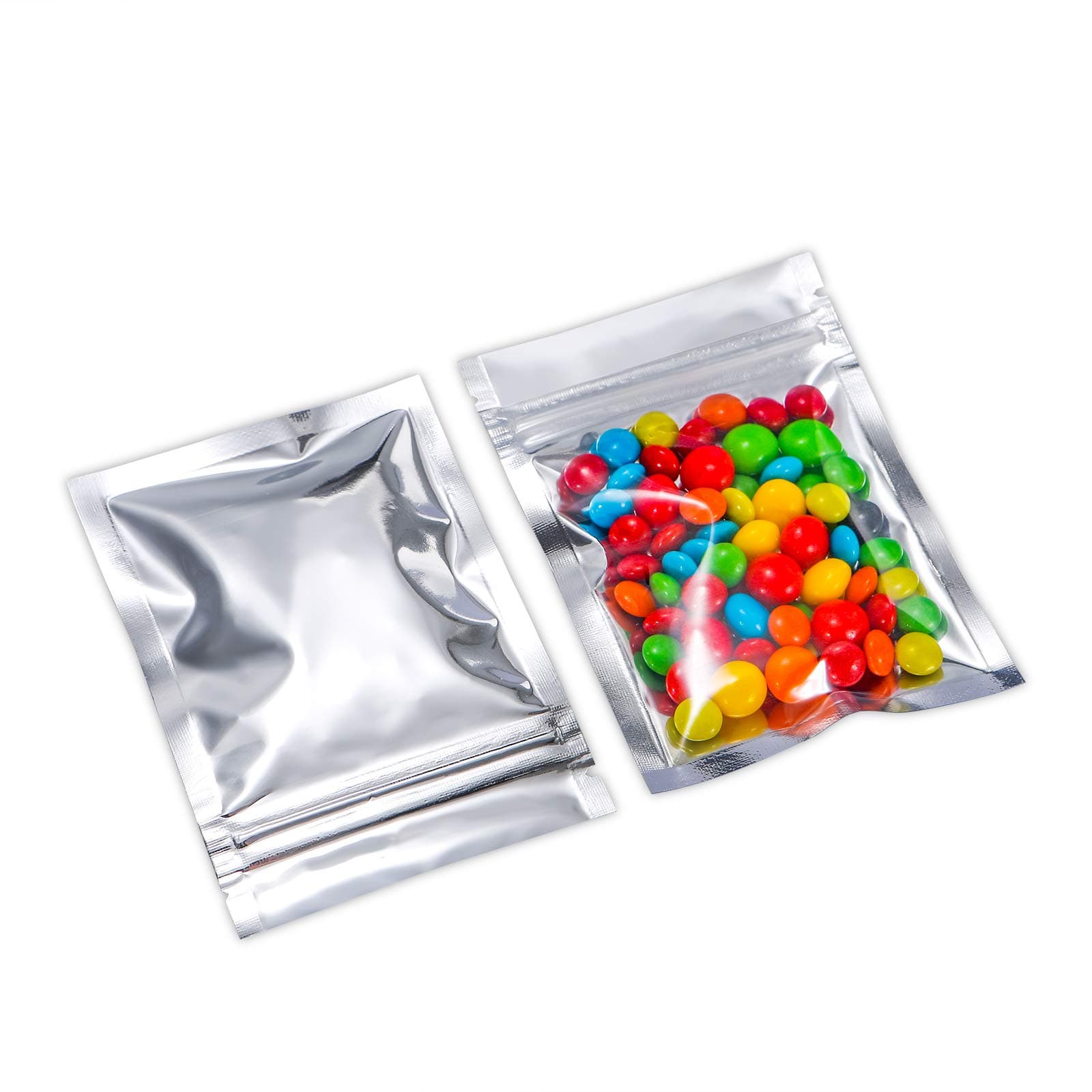 100 Pcs Mylar Bags, Smell Proof Resealable Clear Window Silver 3.2×4.3 in