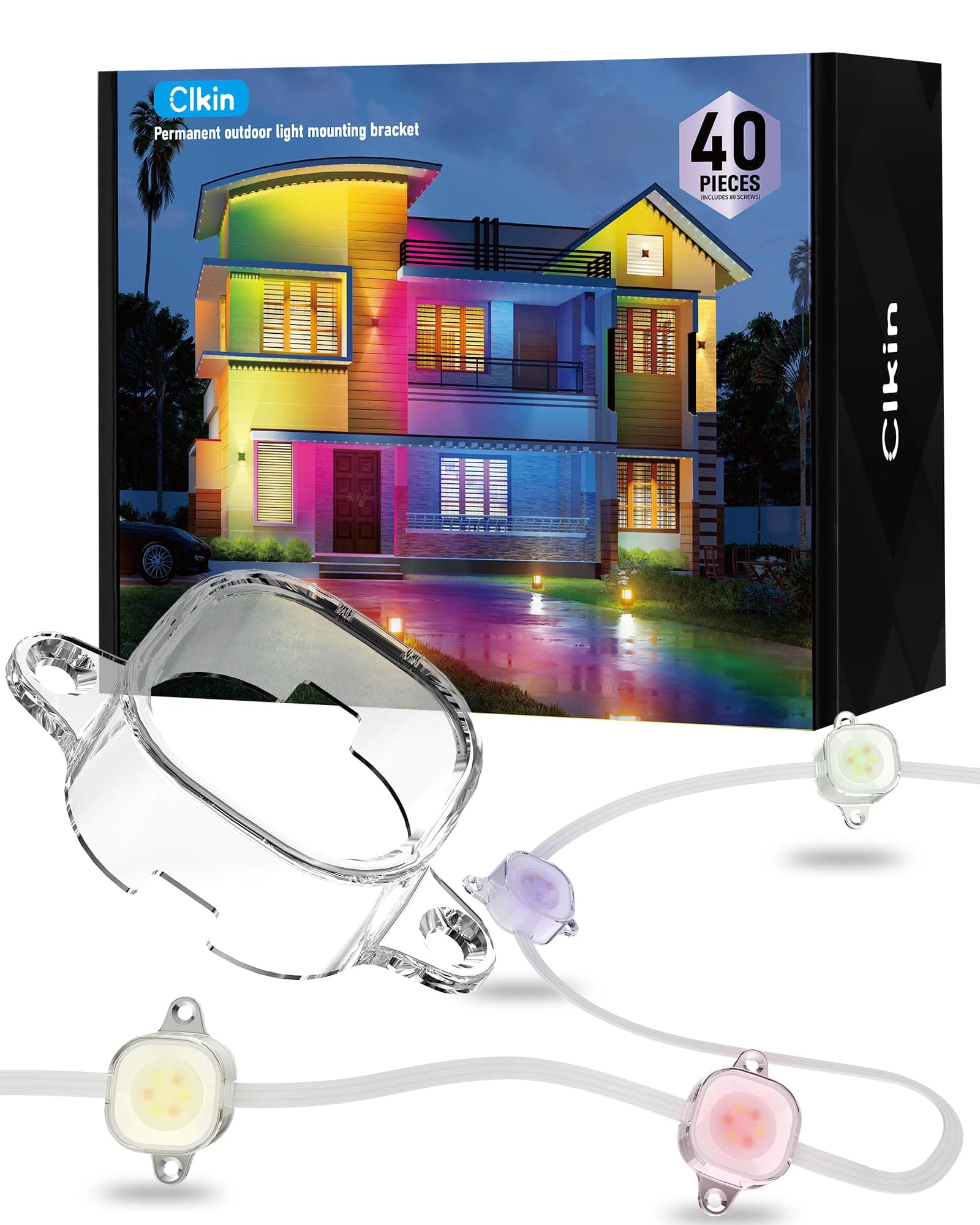 Outdoor LED Light Clips - for Govee pro Outdoor Lights (Model H706) It is an Ideal Solution to Replace 3M Adhesive Tape. Easy to Install, it Comes with 40 Brackets and 80 Screws