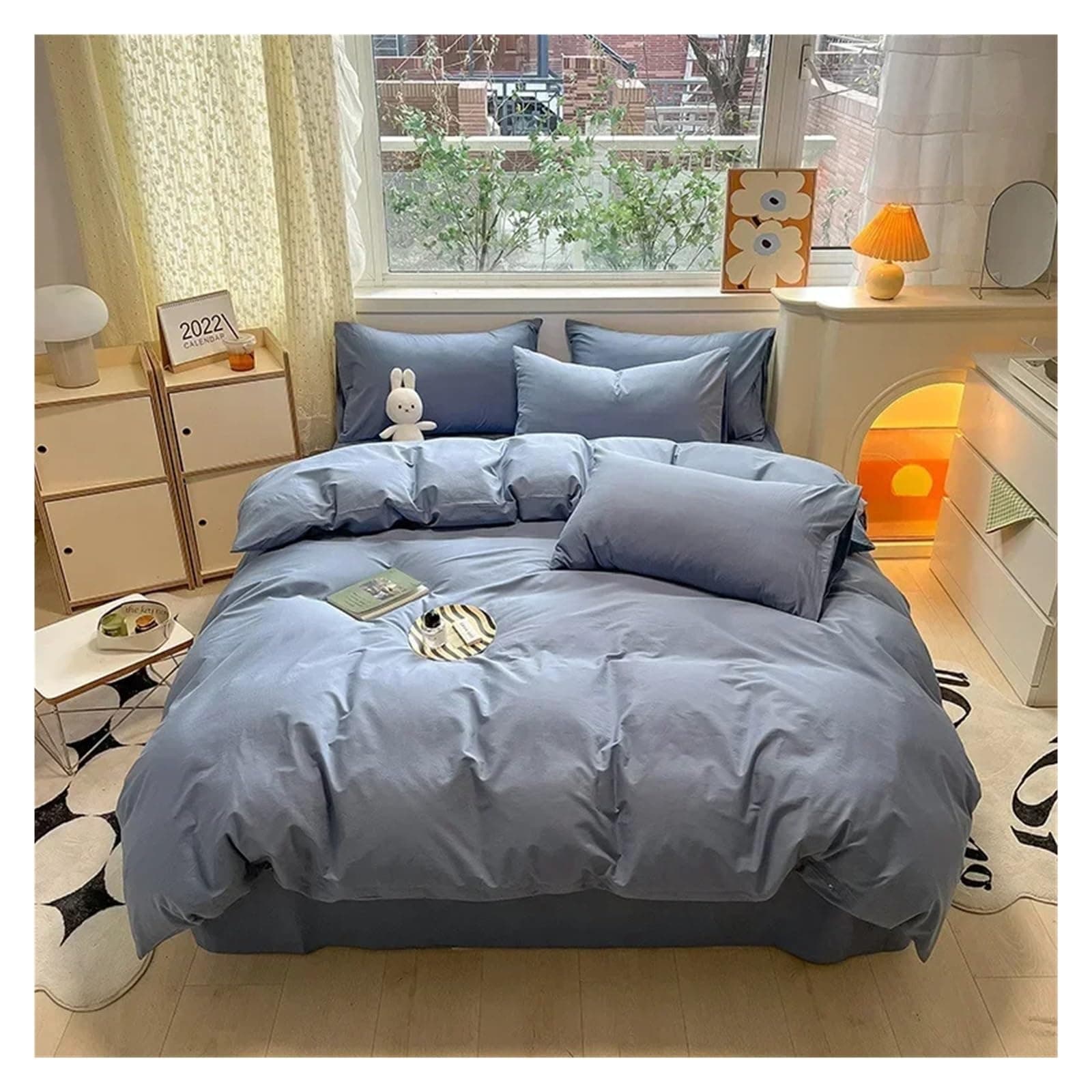 ADovz Five Star Hotel Homestay Pure Cotton Solid Color Cotton Modern Simple Four Piece Home Textile Set,Bed Sheets