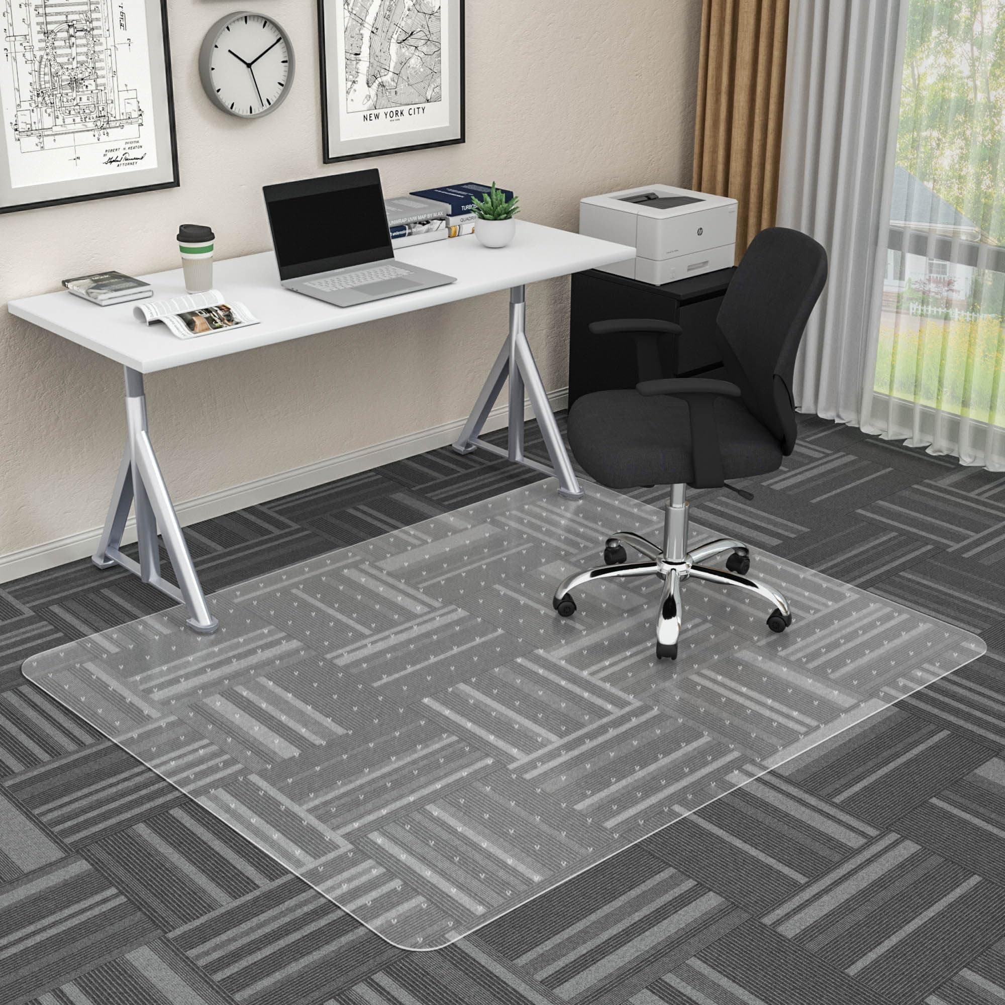 HOMEK Large Office Chair Mat for Carpeted Floors, 46" x 60" Clear Desk Floor Mat for Low Pile Carpets- Easy Glide Floor Protector Mat for Office Chair