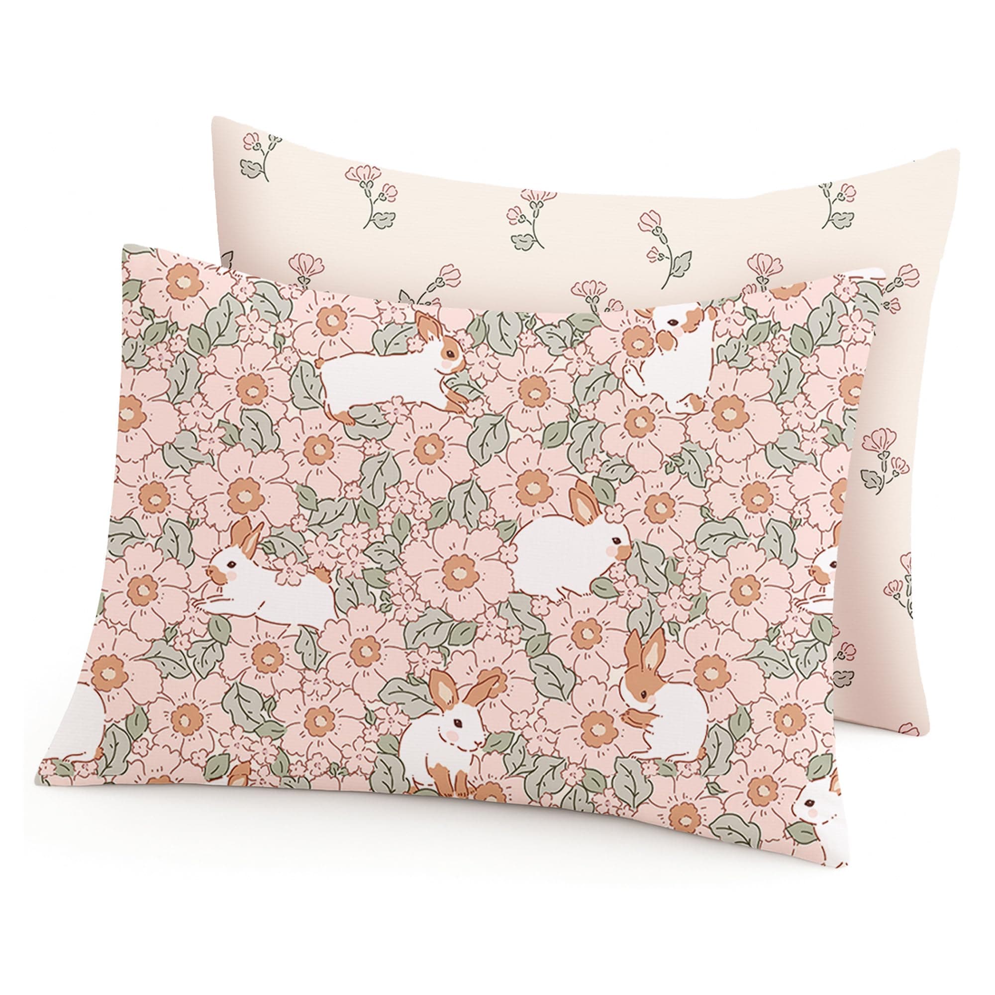 Toddler Pillowcases 2 Pack for 13"x18" Pillow with Envelope Closure, Pillow Case Covers for Boys & Girls, Soft, Breathable, and Stretchy (Bunny Garden)