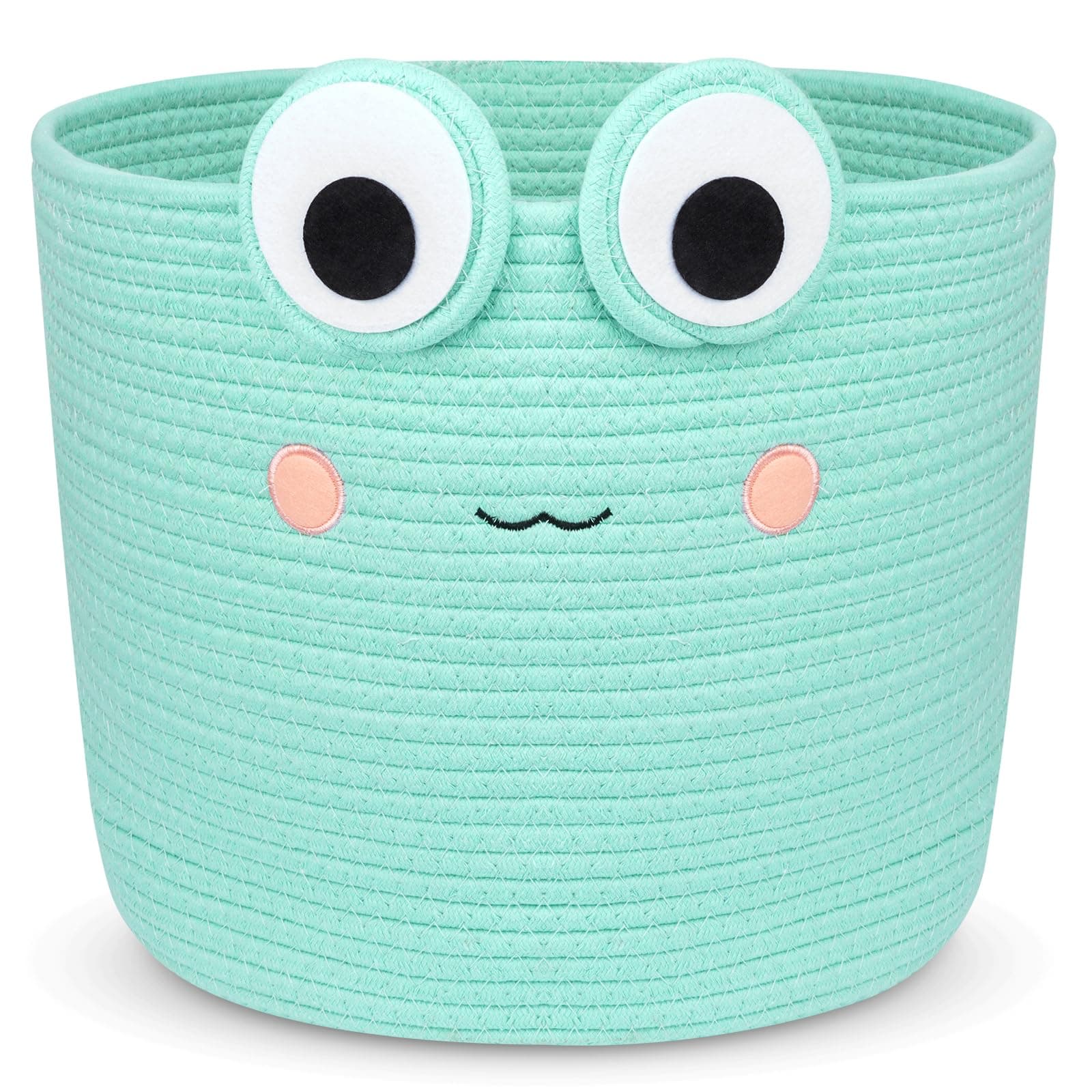 Hkojewp Large Storage Basket, Frog Shaped Cotton Rope Woven Basket for Nursery, Blanket Basket Baby Toy Storage Organizer Laundry Basket Gifts Empty, Cat Dog Bin Toys