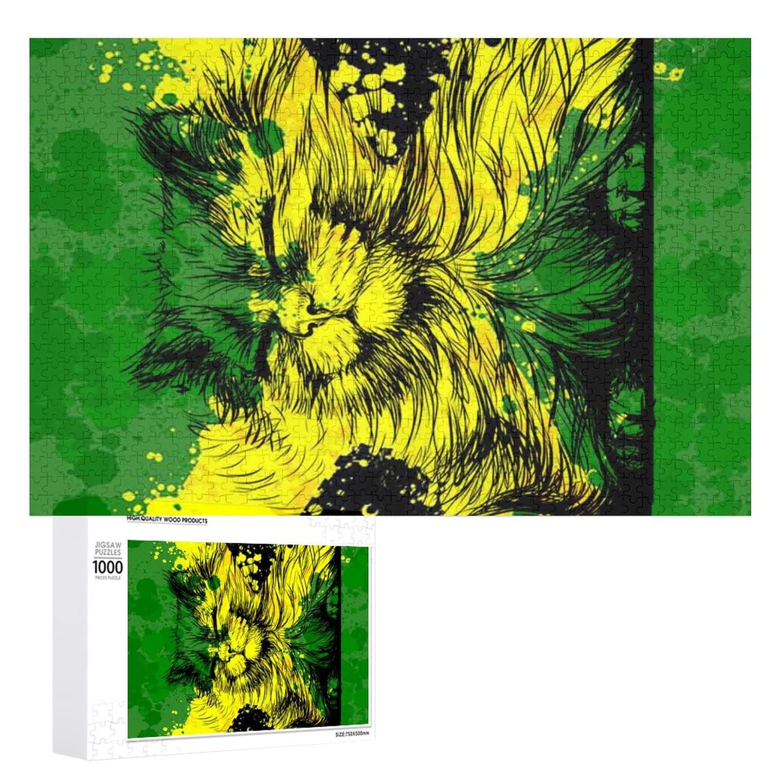Jamaican Flag Wooden Jigsaw Puzzle 1000 PCS with Storage Box, Large Puzzle Difficult Puzzles Game Toys Gift