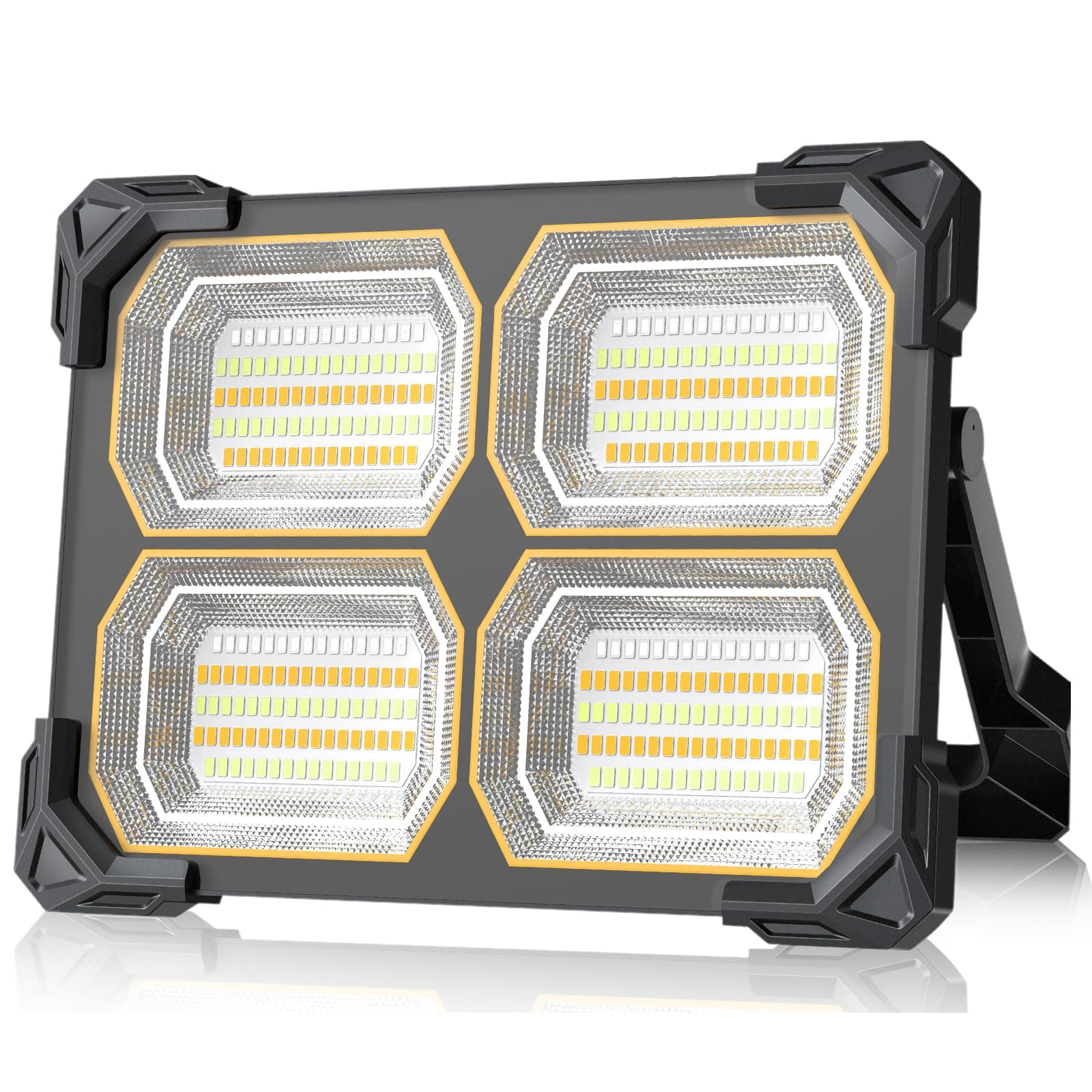 500W Led Work Light Rechargeable,42000MAh Solar Portable Light, 42000LM Magnetic Work Lights, 326 Led Battery Work Lights with Stand 5 Lights Modes IP66 Waterproof for Outdoor Camping Car Repairing