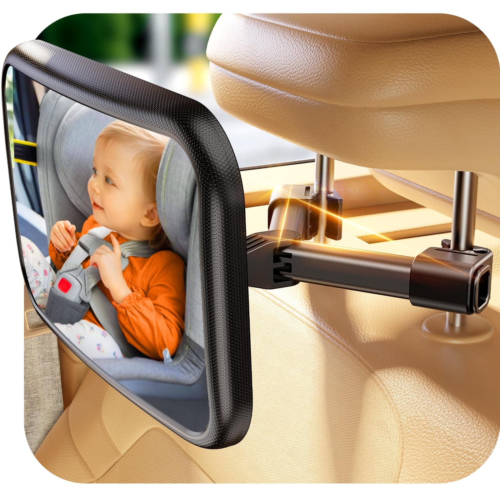TAZENI Baby Car Mirror for Rear Facing Car Seat, Patented Stable Hook Clip