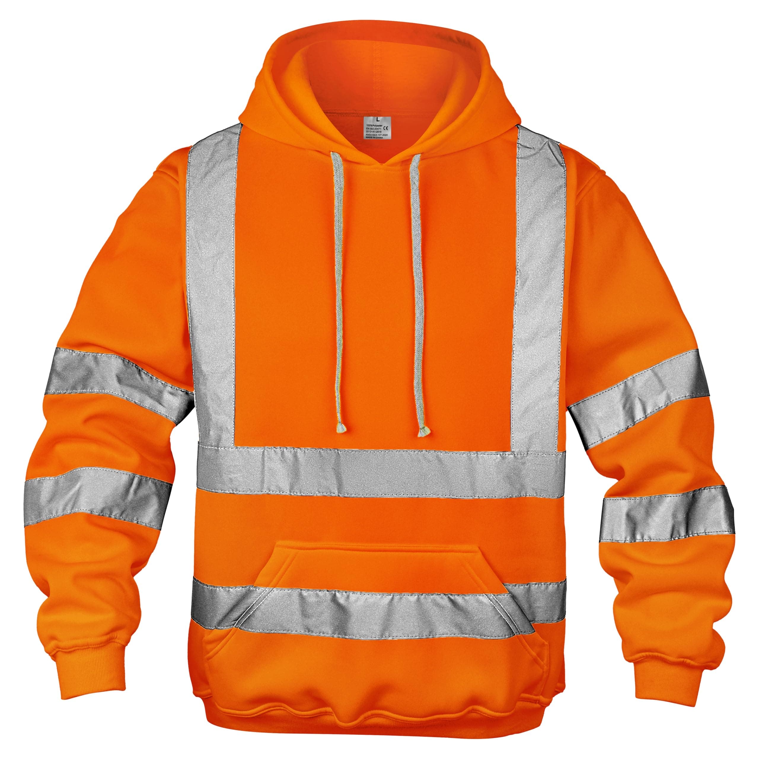 wefeyuv Class 3 Hi Vis Reflective Hoodie for Men Safety Construction Work