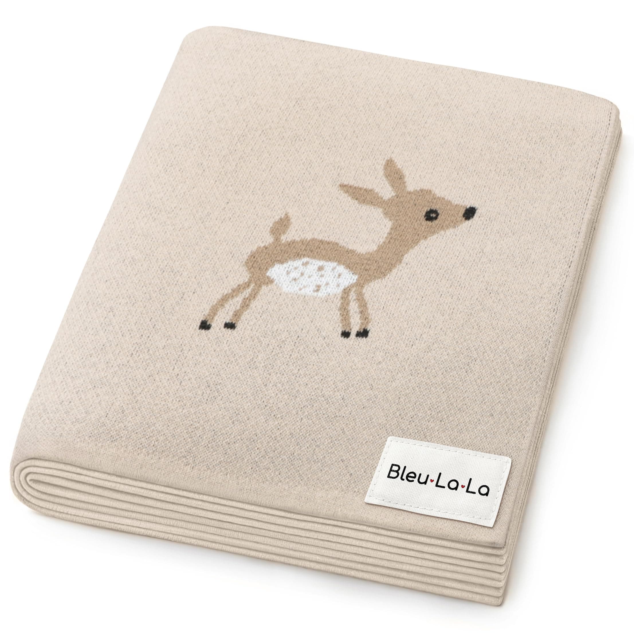 Bleu La La Whimsy Collection - 100% Luxury Cotton, Soft, Cozy, Lightweight, Receiving Blanket for Newborns & Infant Baby Boys & Girls (07 - Deer - Taupe)