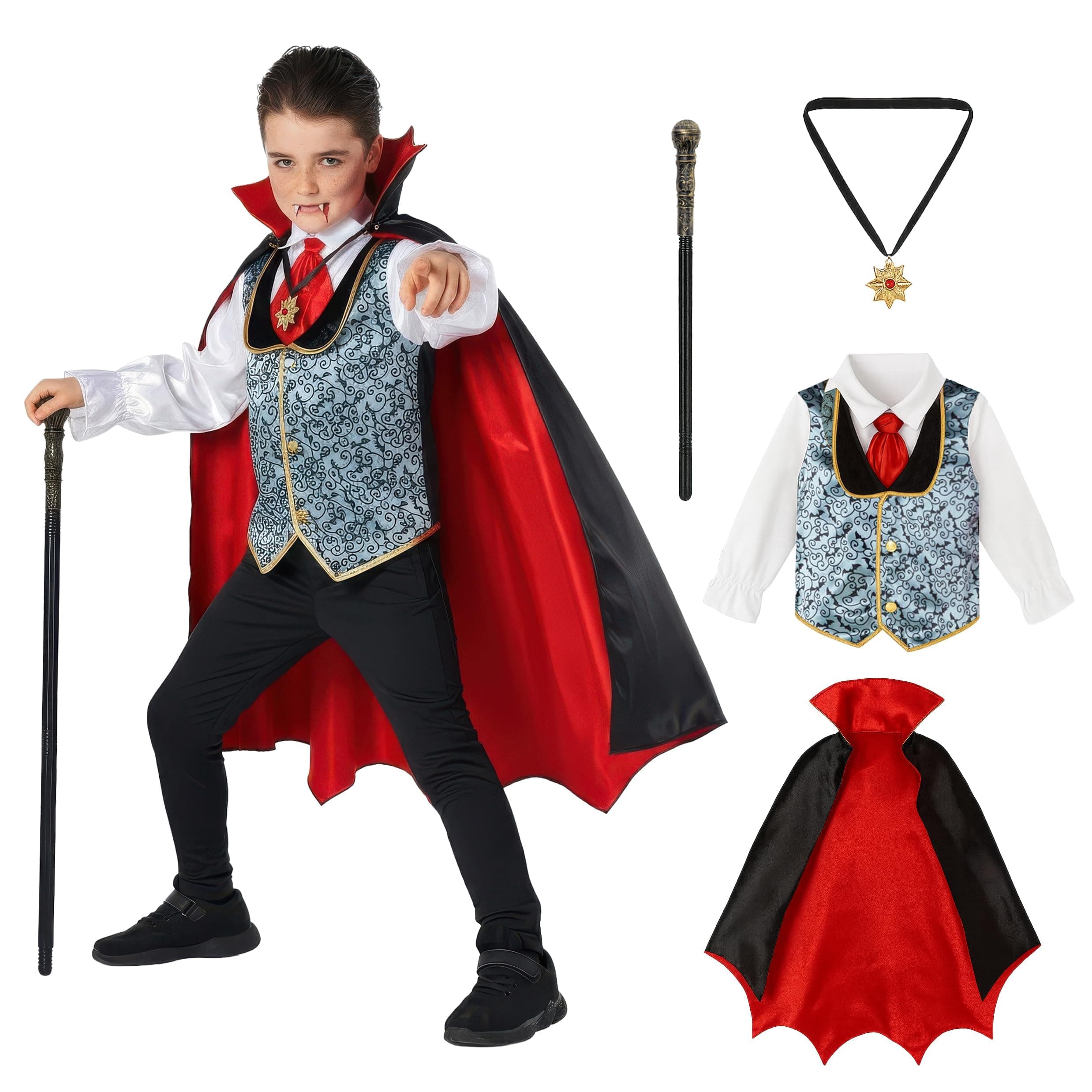 Morph Kids Vampire Costume for Boys - Child Vampire Outfit - Halloween Dress Up for Little Boys - Spooky Fun, 4-6 Years