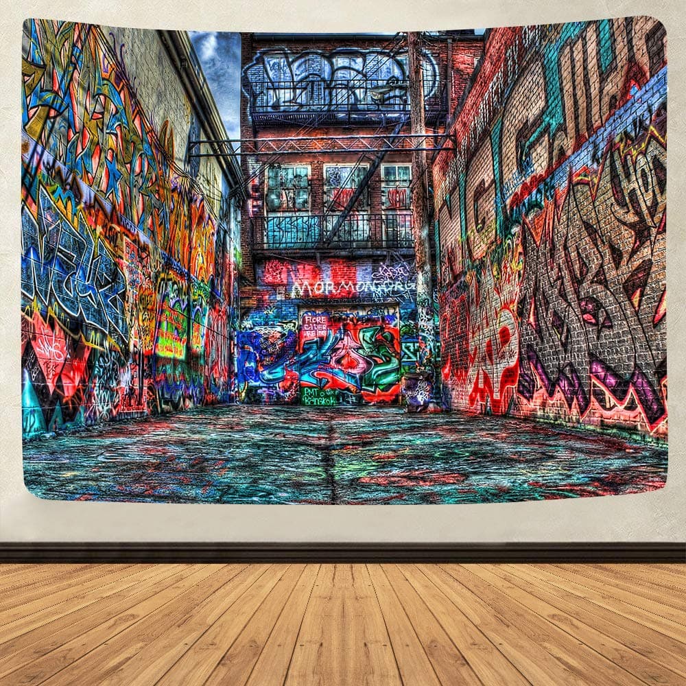 Simsant Hip Graffiti Design Wall Hanging - Abstract Theme Tapestry - 80"x60" Inches - Living Room, Bedroom, College Dorm Wall Decor - SIHX835