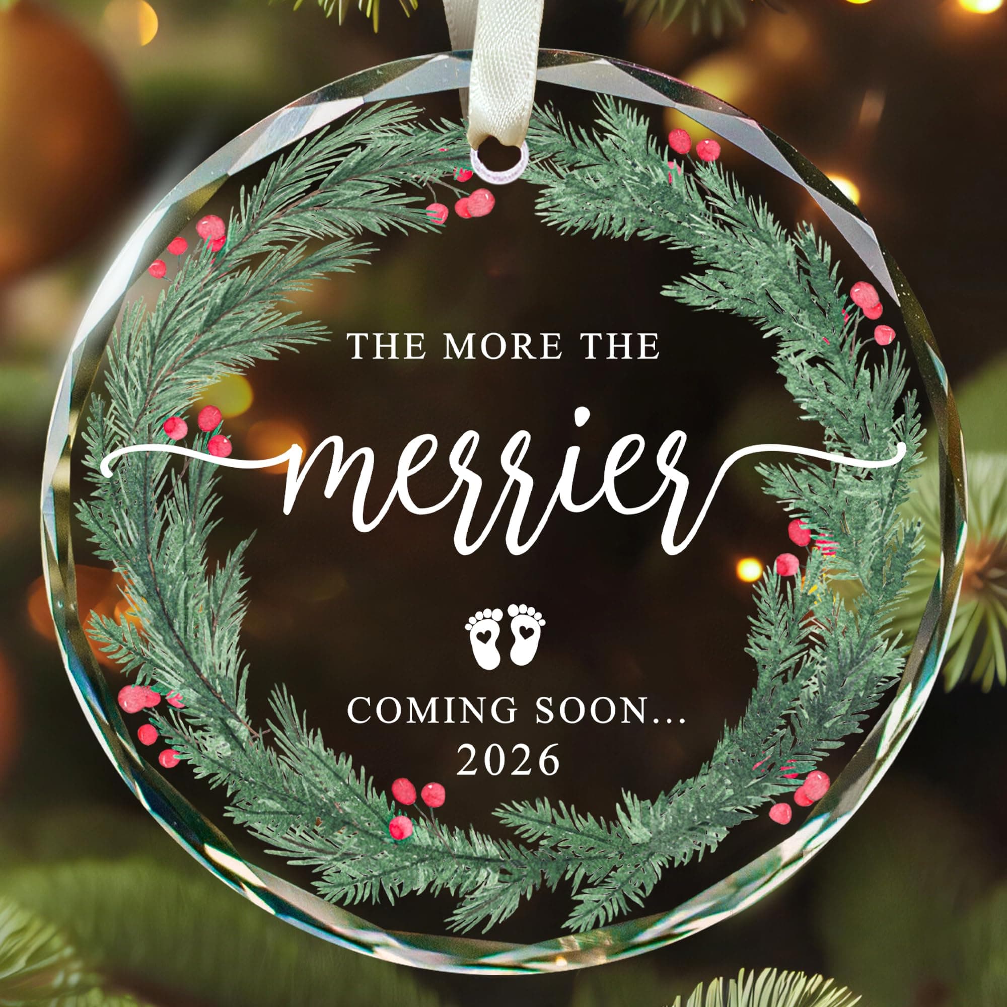 KatAndNat Pregnancy Announcement Ornament for Husband, Family, Grandparents, Grandma - Gifts for Expecting Parents - Baby Pregnancy Announcement Ornaments, Baby Reveal Ideas - Glass Ornament