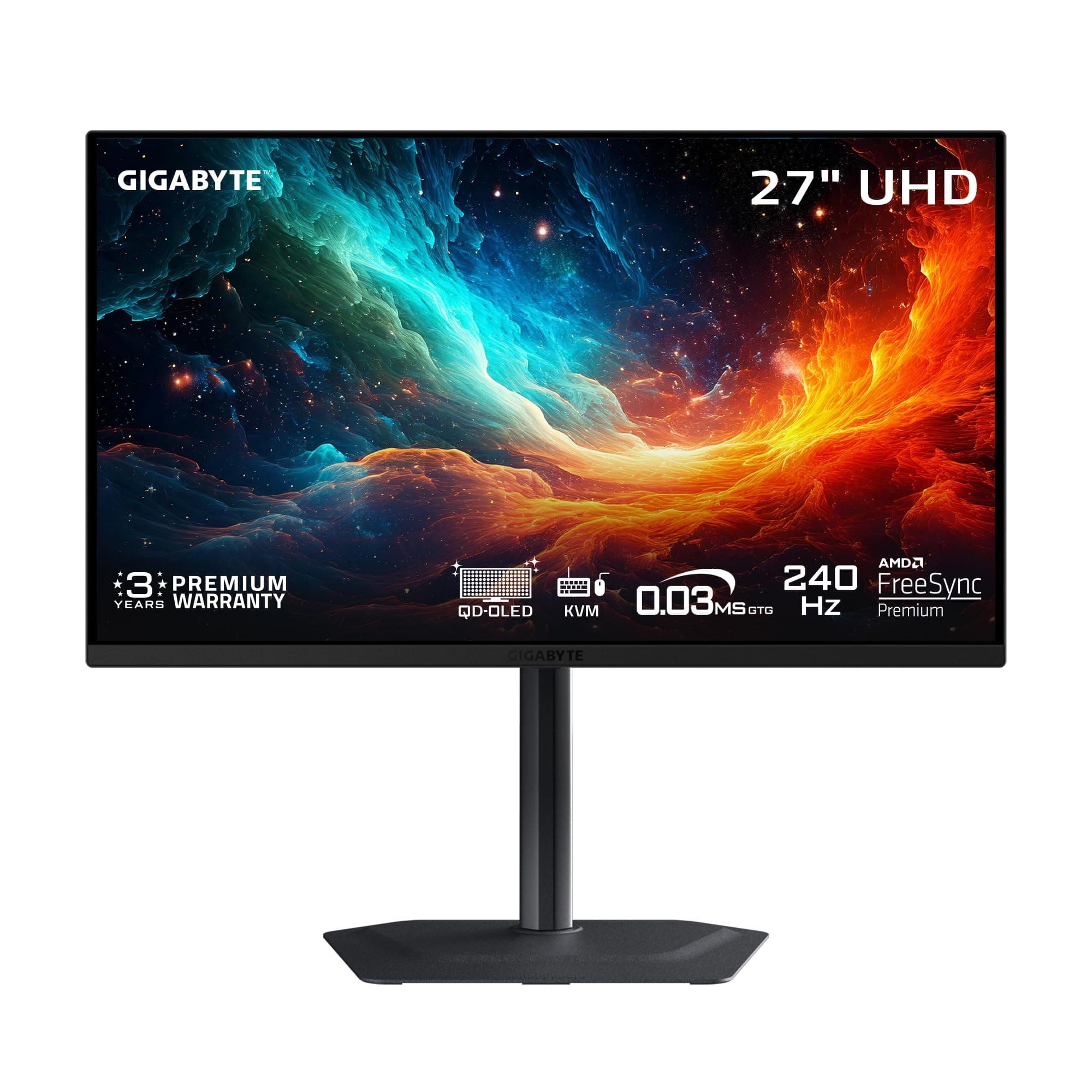 GIGABYTE MO27U2 27" QD-OLED UHD AMD Freesync Premium Pro Gaming Monitor