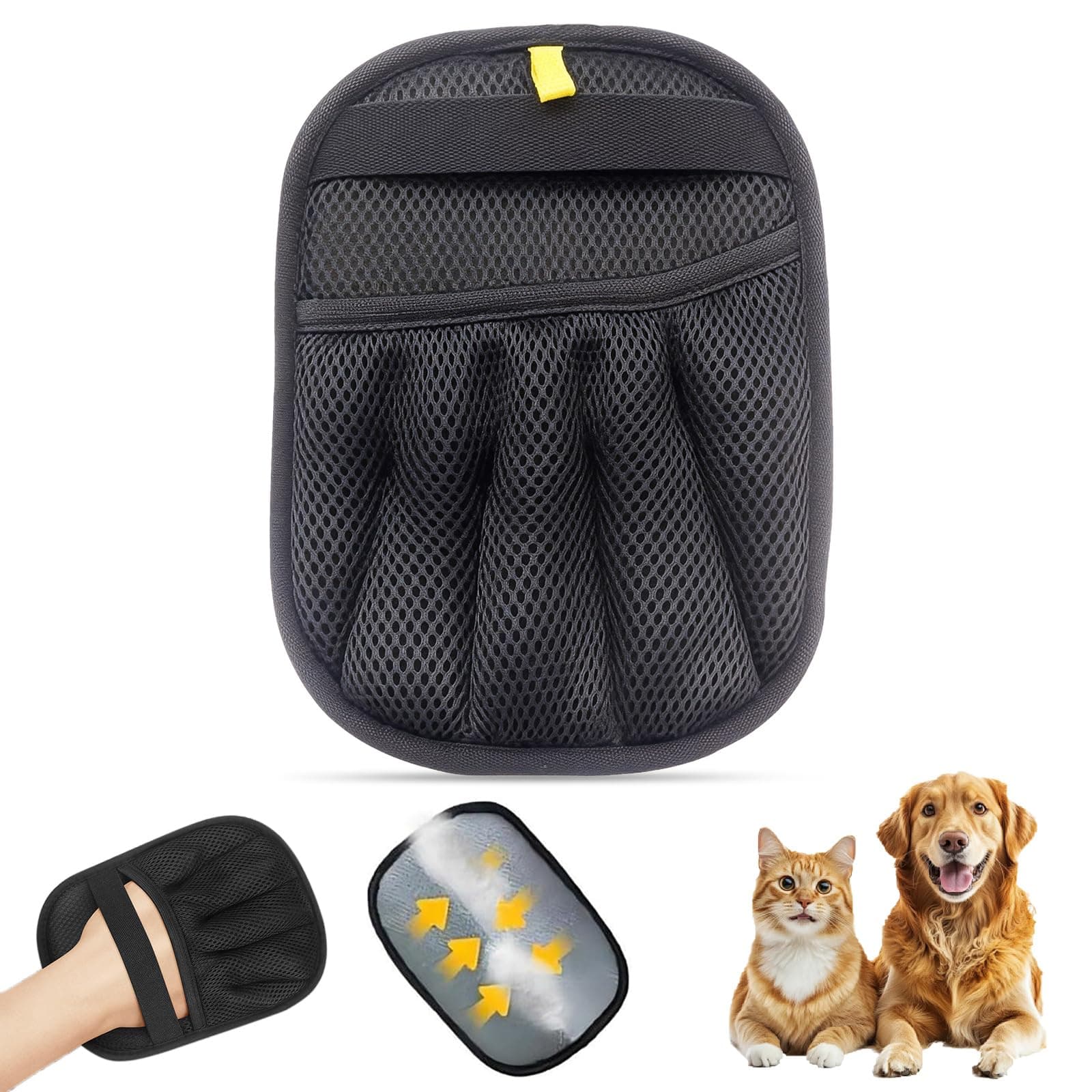 Florteen Pet Hair Removal Glove, Pet Hair Remover Gloves for Cats & Dogs Hair Remover, Magic Brush Pet Hair Removal Tool for Furniture, Couch, Car Seats, Clothing(1Pcs)