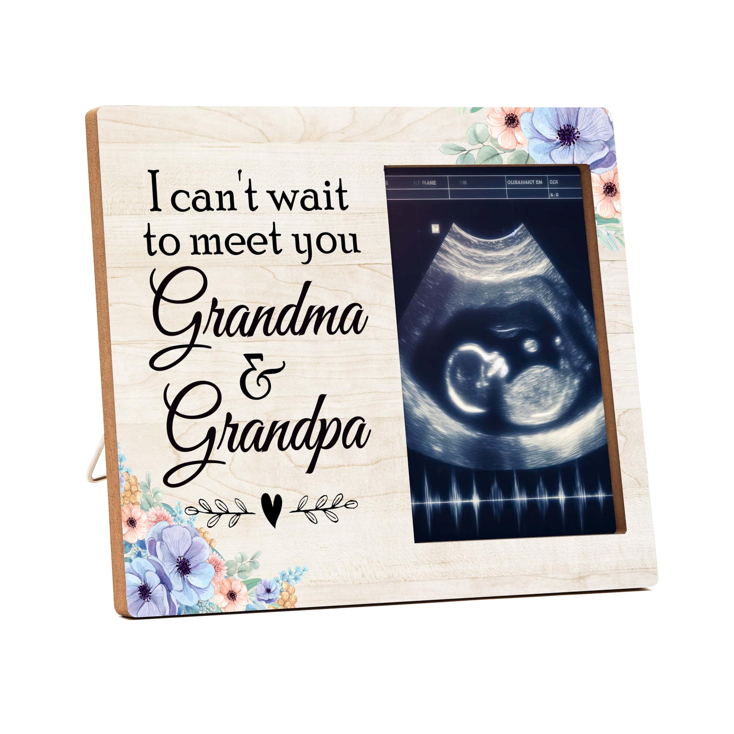 I Can't Wait to Meet You Grandma Grandpa Sonogram Picture Frame, Baby Ultrasound Picture Frames, Grandkids Photo Frame Gifts for New Grandma Grandpa, Baby Announcement Gifts from Grandchildren -A12
