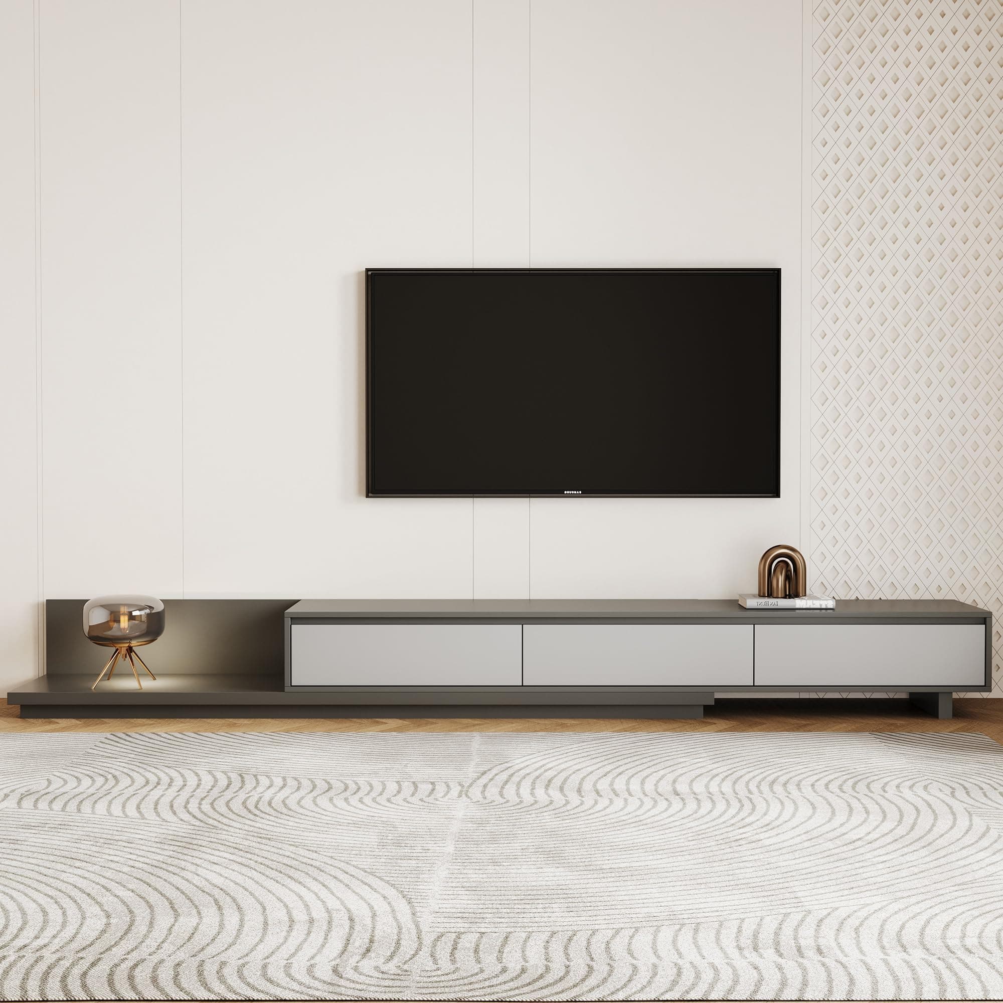 Nesscarsti 78.7-130" Expandable TV Stand Cabinet with 3 Drawers for 75+ TVs