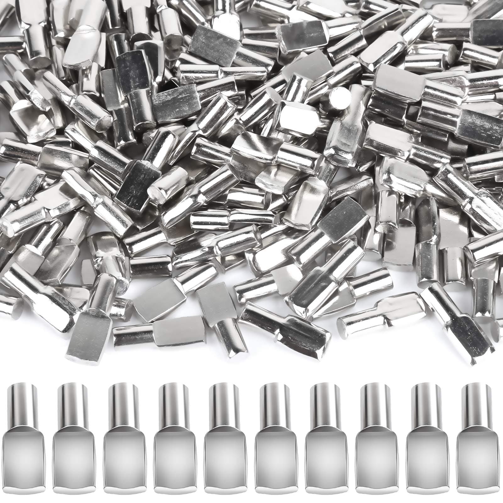 FANDAMEI 200 PCS 5mm Shelf Pins, Shelf Pegs, Metal Nickel Shelf Pins, Shelf Support Pegs, Cabinet Shelf Pegs, Shelf Pegs for Shelves, Shelf Pins 5mm, Spoon Shaped Cabinet Support Pegs Holder