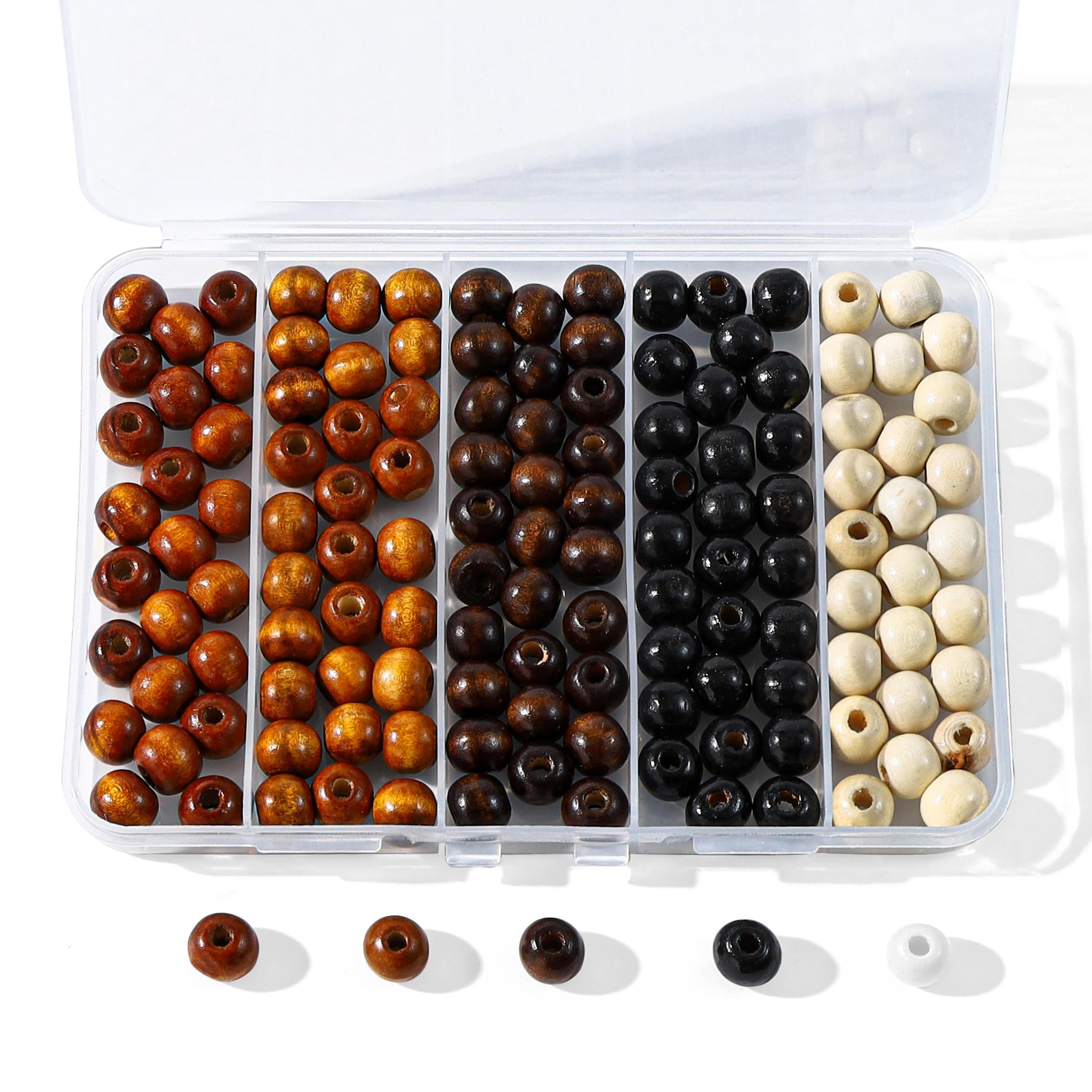 Secmity 140pcs Large Hole Wooden Beads for Crafts, 5 Colors Vintage Unfinished Wood Bead 9X10mm Wooden Loose Spacer Beads for Macrame Decorations DIY Jewelry Making, Bracelets