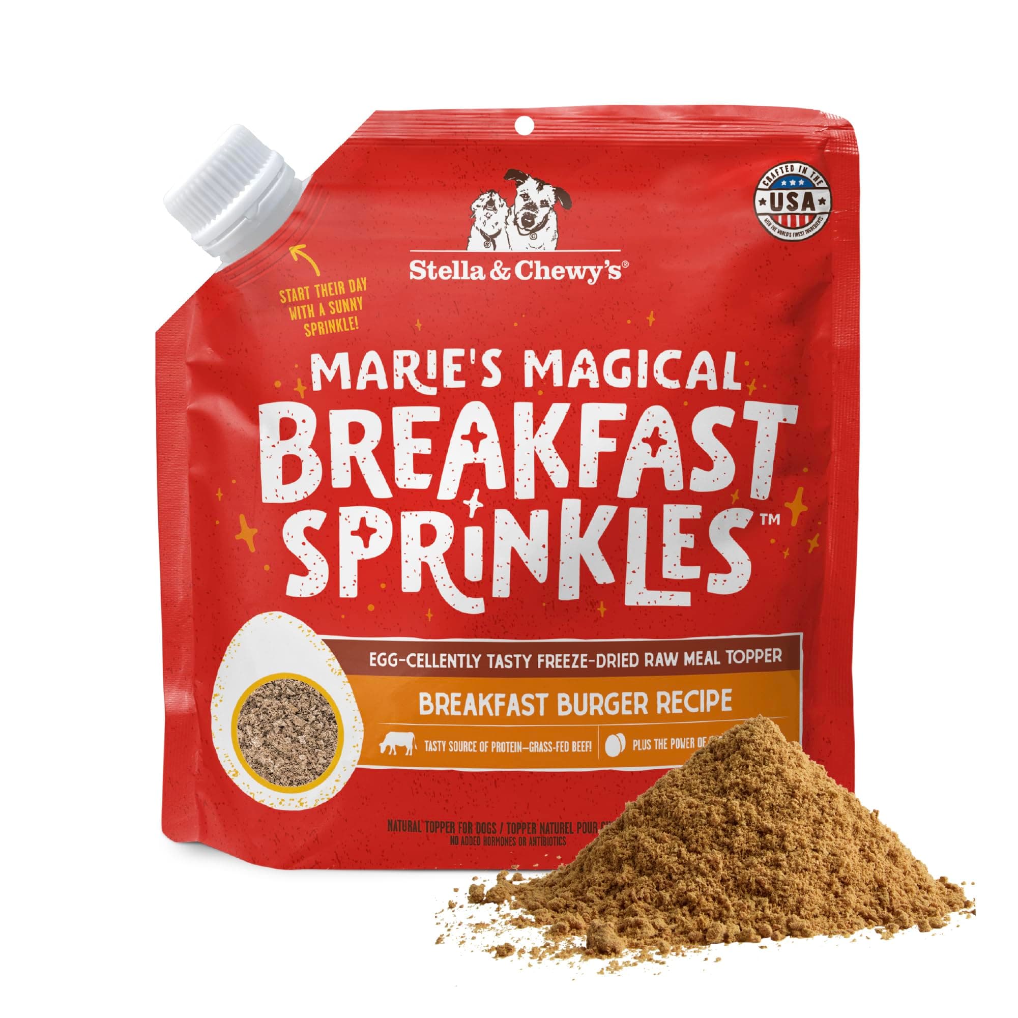 Stella & Chewy's Marie's Magical Breakfast Sprinkles Freeze-Dried Raw Breakfast Burger Recipe Grain-Free Dog Food Topper, 198g Bag